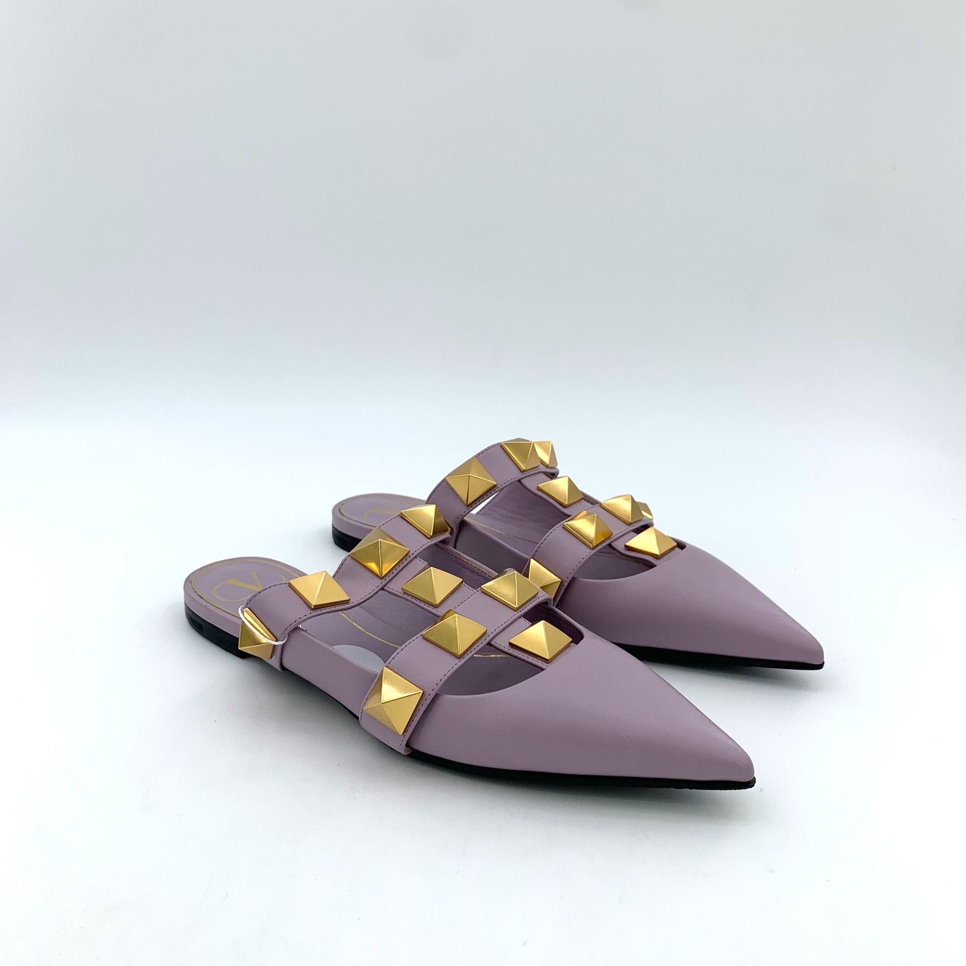 Valentino Valentino Roman Stud Purple Leather Mules 38.5 Size US 8.5 / IT 38.5 - 3 Thumbnail