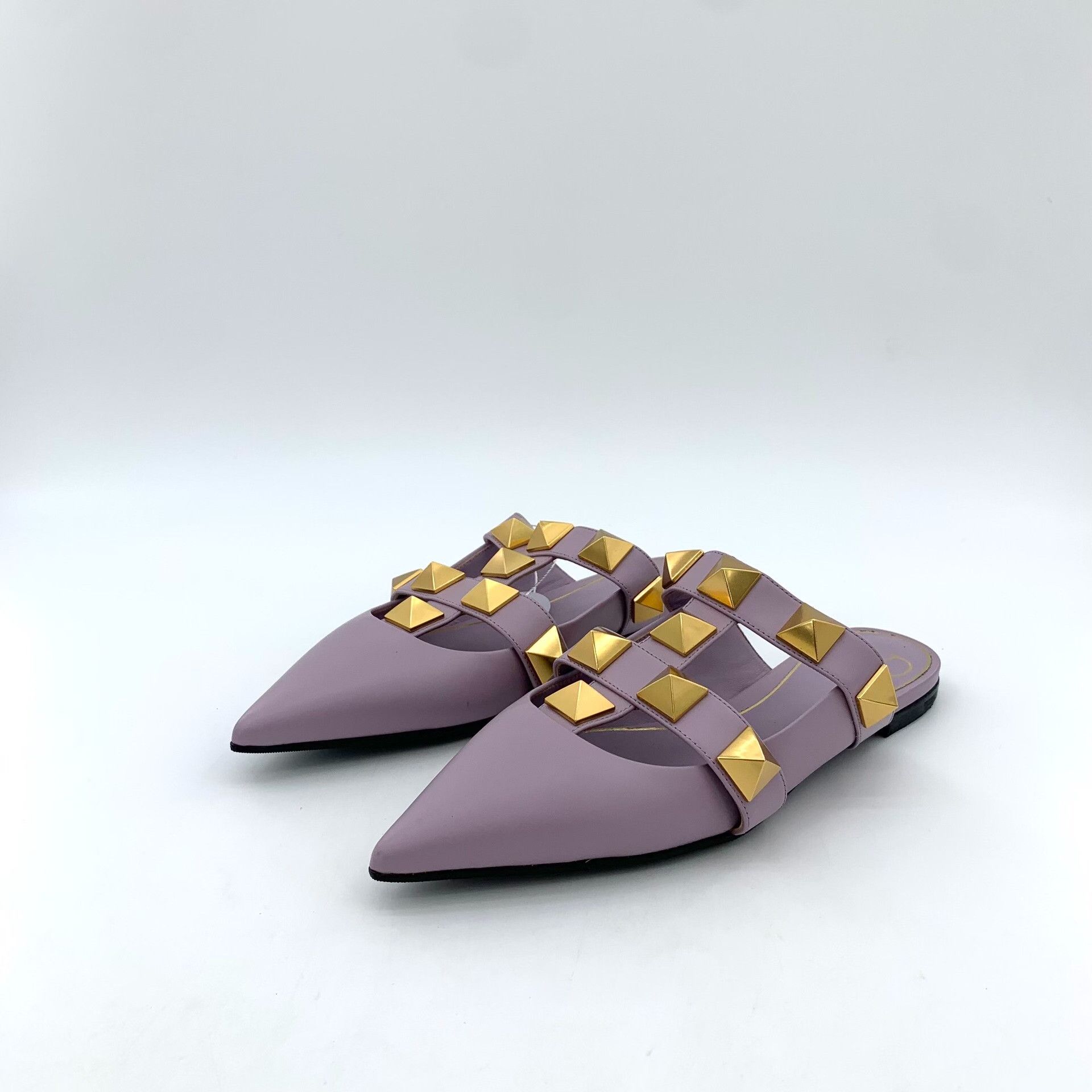 Valentino Valentino Roman Stud Purple Leather Mules 38.5 Size US 8.5 / IT 38.5 - 2 Thumbnail