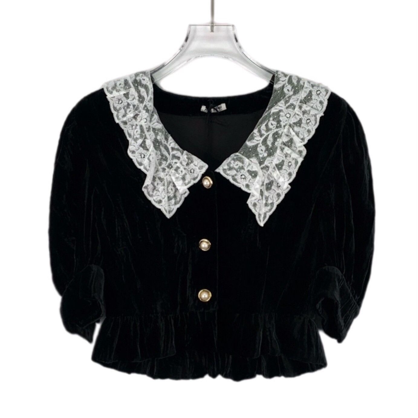 Miu Miu Miu Miu Lace Collar Velvet Blouse IT 36 Size XS / US 0-2 / IT 36-38 - 2 Thumbnail