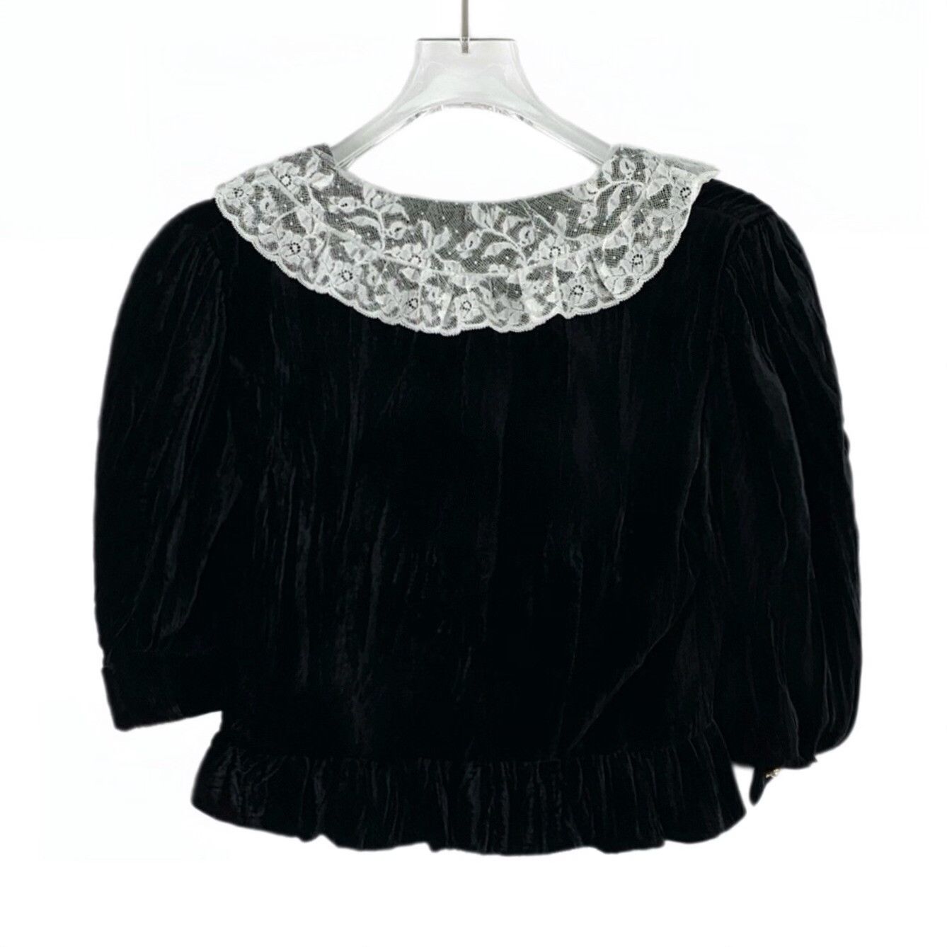 Miu Miu Miu Miu Lace Collar Velvet Blouse IT 36 Size XS / US 0-2 / IT 36-38 - 3 Thumbnail