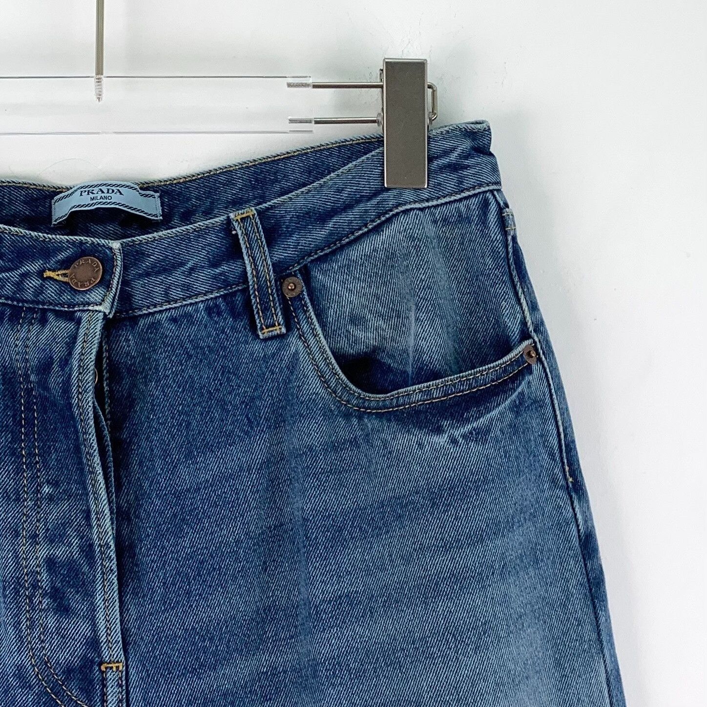 Prada Prada Blue Logo Patch Denim Jeans Size 27 Size US 27 - 4 Thumbnail