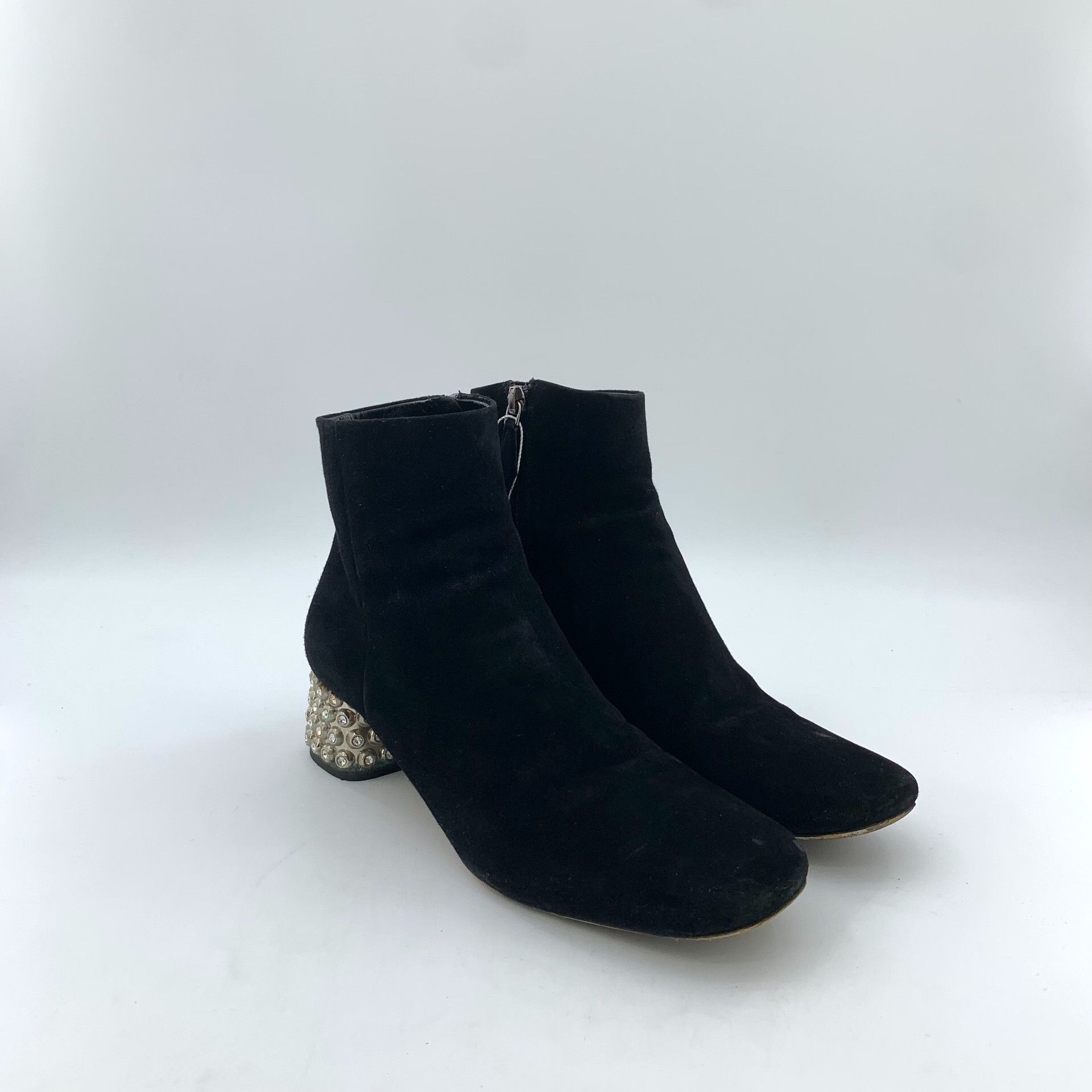 Miu Miu Miu Miu Crystal Block Heel Suede Boots 37.5 Size US 7.5 / IT 37.5 - 3 Thumbnail