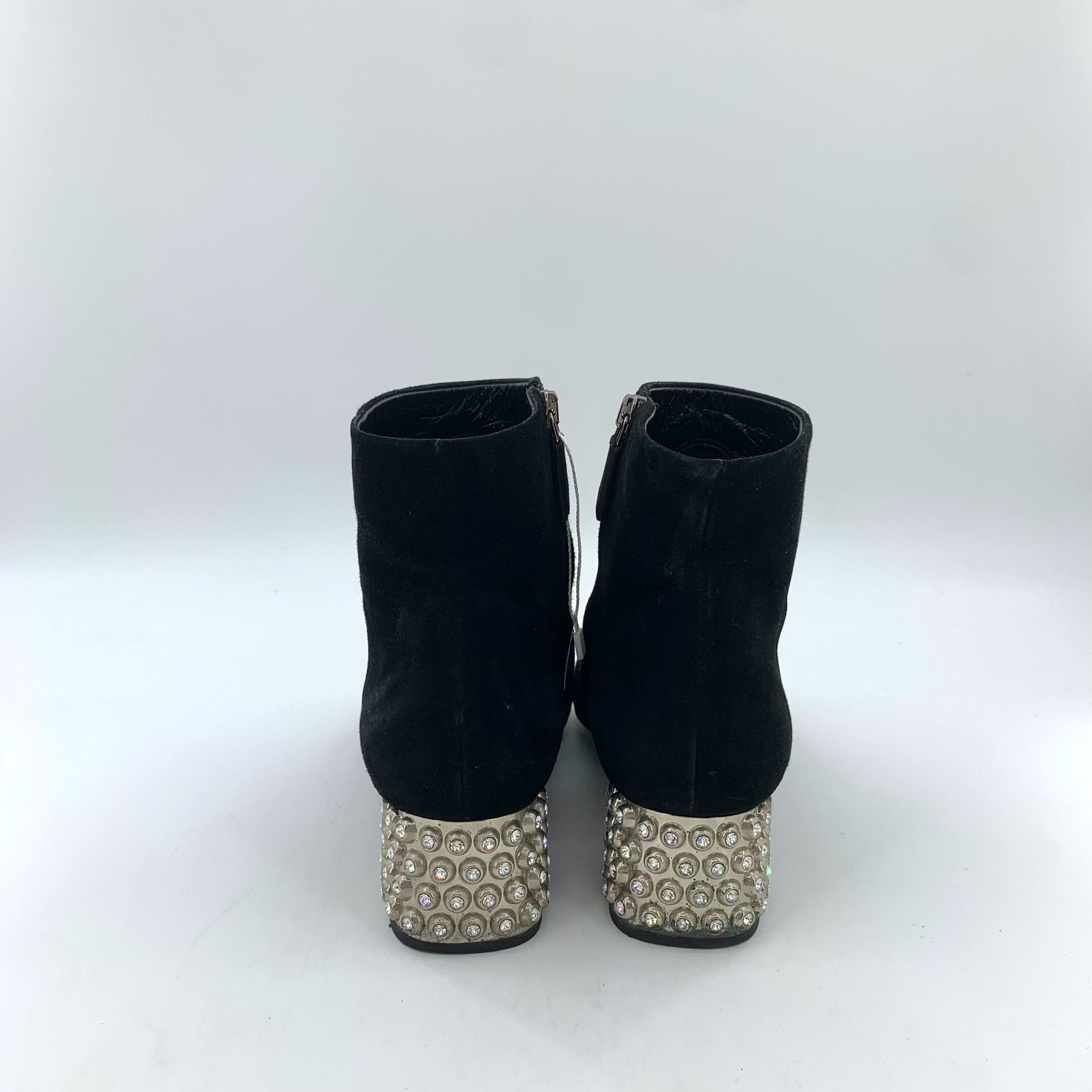 Miu Miu Miu Miu Crystal Block Heel Suede Boots 37.5 Size US 7.5 / IT 37.5 - 5 Thumbnail