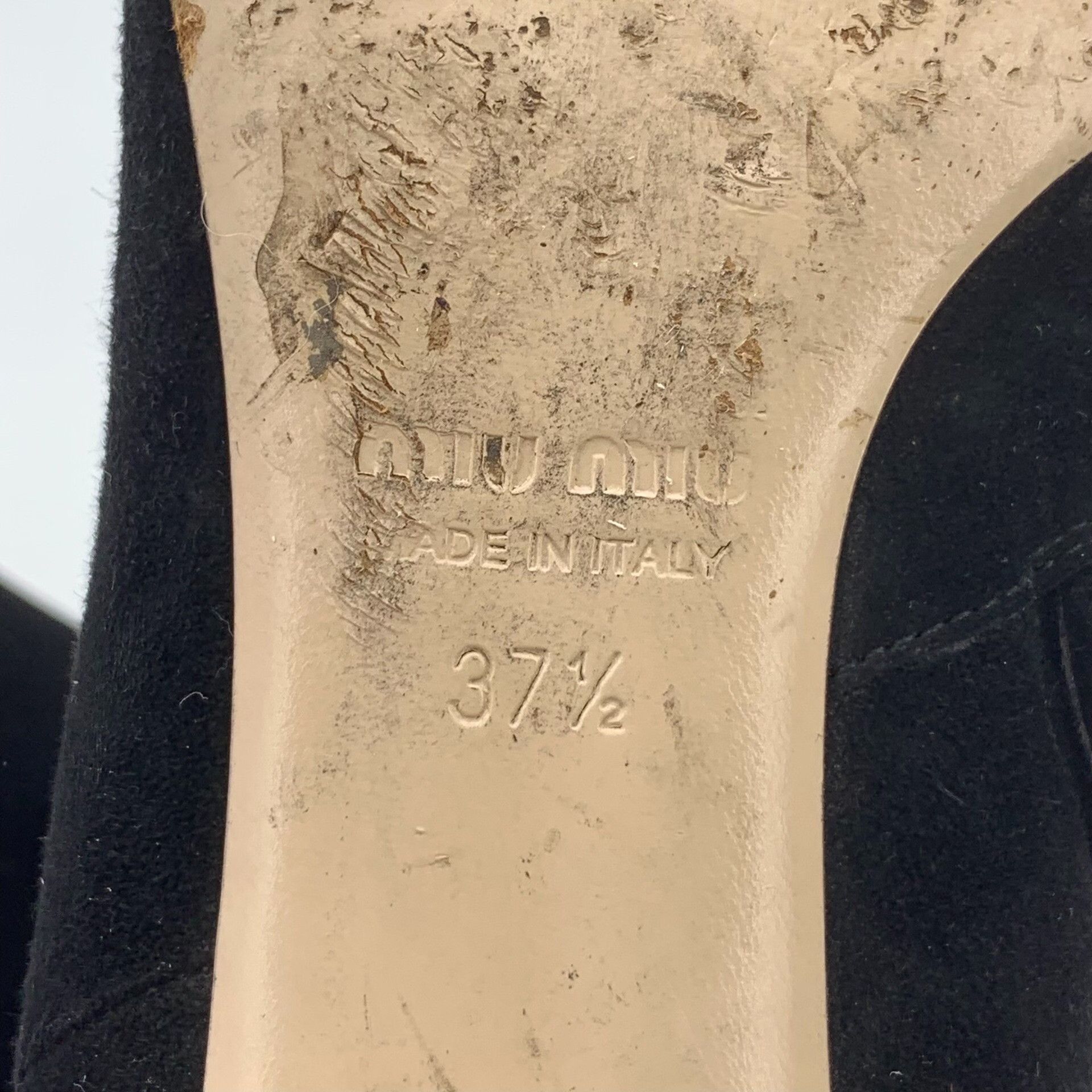 Miu Miu Miu Miu Crystal Block Heel Suede Boots 37.5 Size US 7.5 / IT 37.5 - 8 Thumbnail