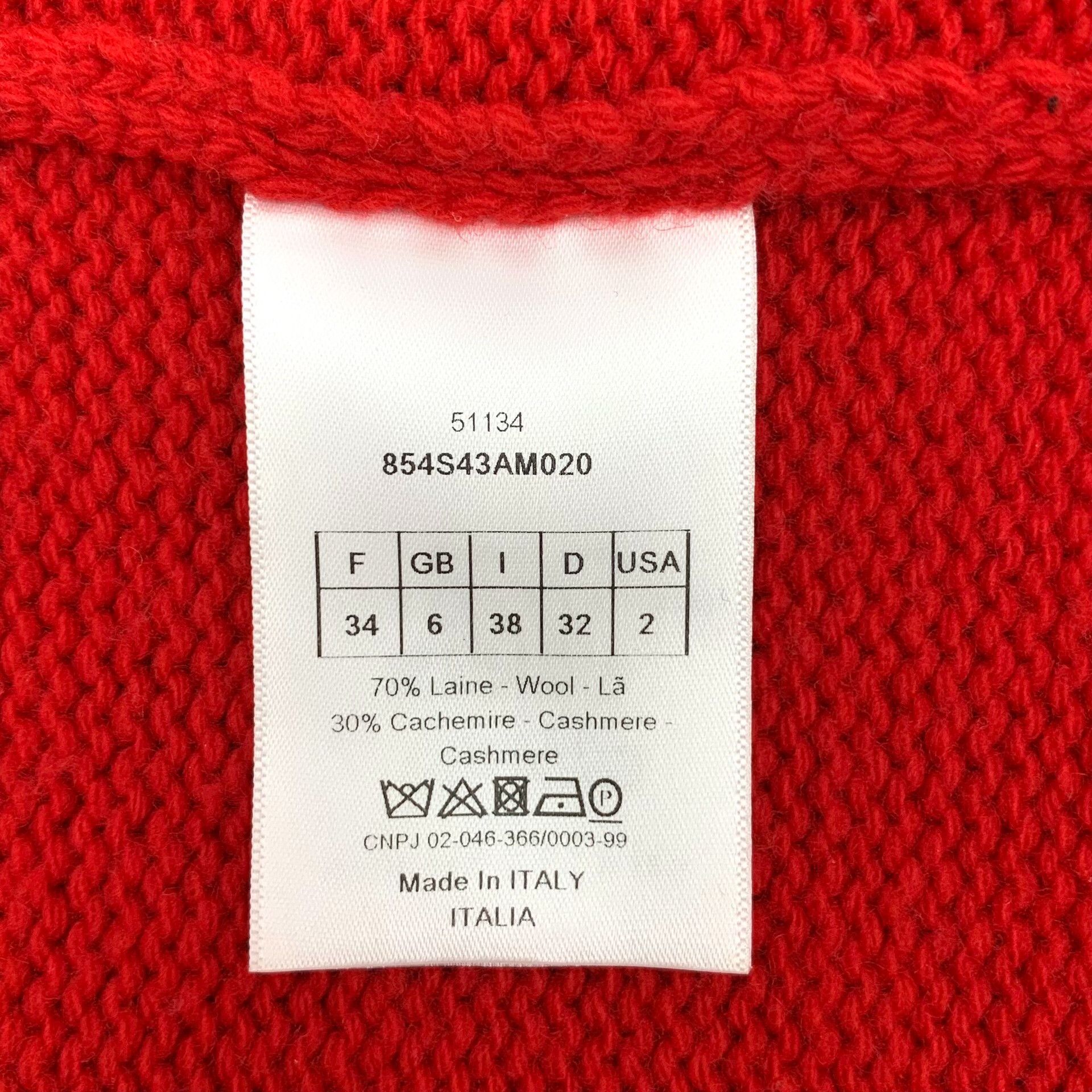 Dior Dior J'Adior Intarsia Wool Cashmere Sweater 34 Size XS / US 0-2 / IT 36-38 - 7 Thumbnail