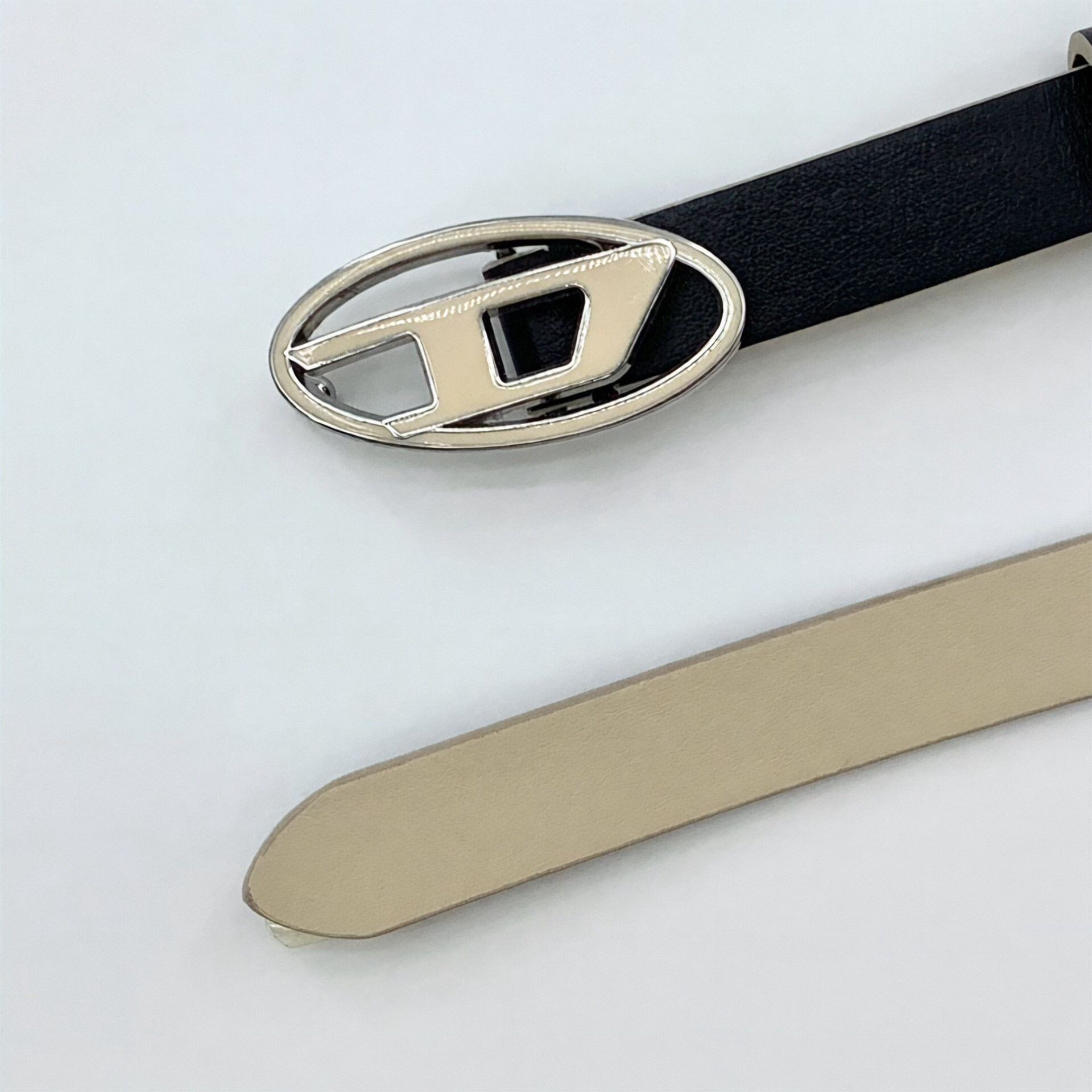 Diesel Diesel Logo Silver Buckle Leather Belt 42 Size 42 - 6 Thumbnail