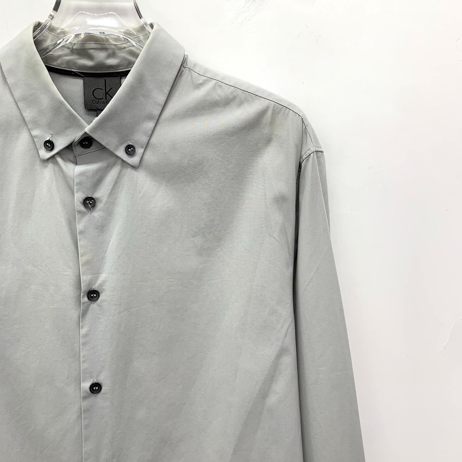Calvin Klein Calvin Klein Gray Cotton Button Down Shirt M Size US M / EU 48-50 / 2 - 4 Thumbnail