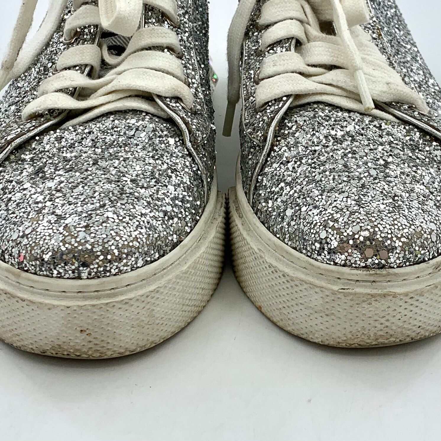 Miu Miu Miu Miu Silver Glitter Crystal Low-Top Sneakers 36.5 Size US 6.5 / IT 36.5 - 9 Thumbnail