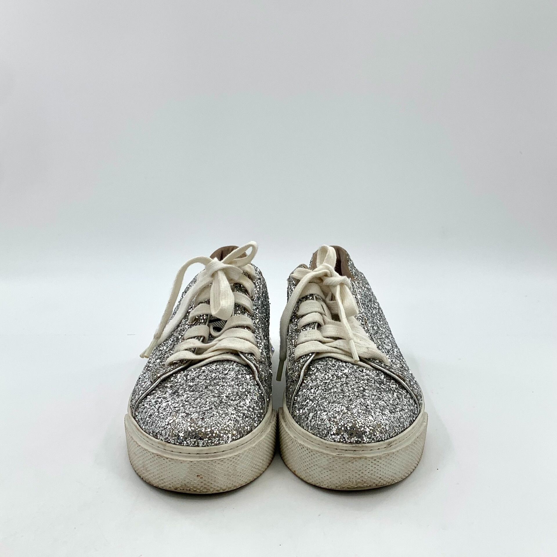 Miu Miu Miu Miu Silver Glitter Crystal Low-Top Sneakers 36.5 Size US 6.5 / IT 36.5 - 4 Thumbnail