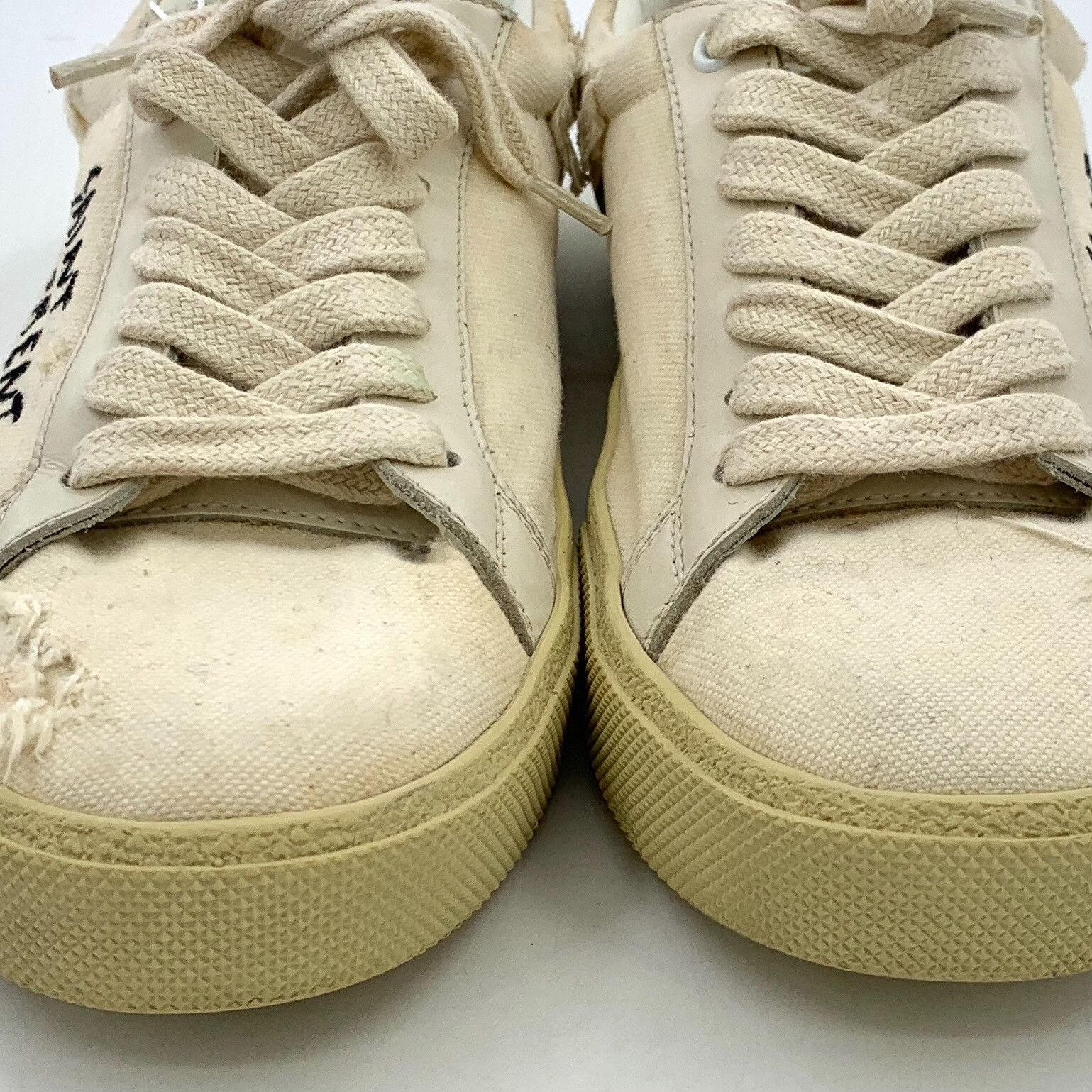 Saint Laurent Paris Saint Laurent Distressed Canvas Sneakers 37.5 Size US 7.5 / IT 37.5 - 9 Thumbnail