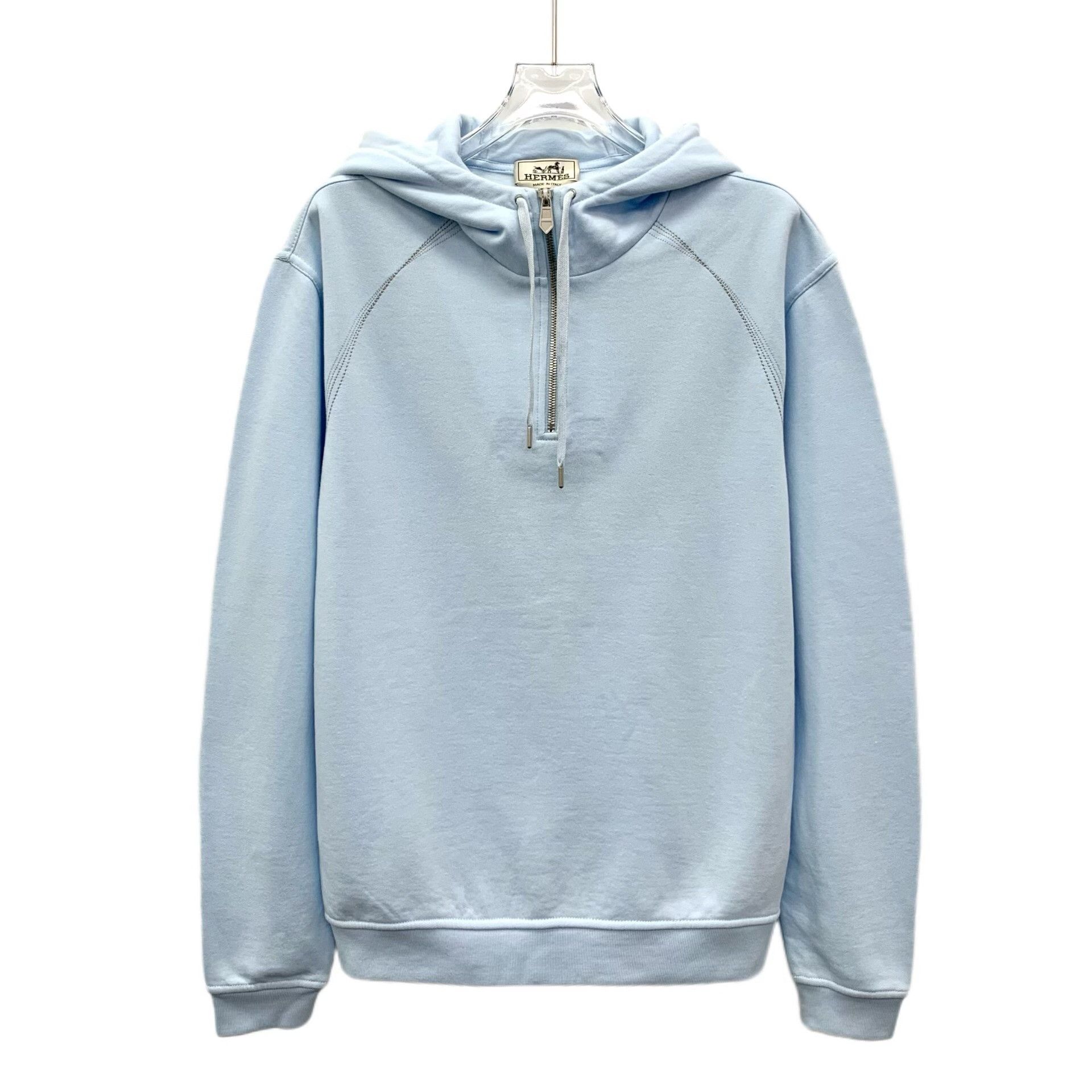 Hermes Hermes Half-Zip Cotton Hoodie Blue Size M Size US M / EU 48-50 / 2 - 2 Thumbnail