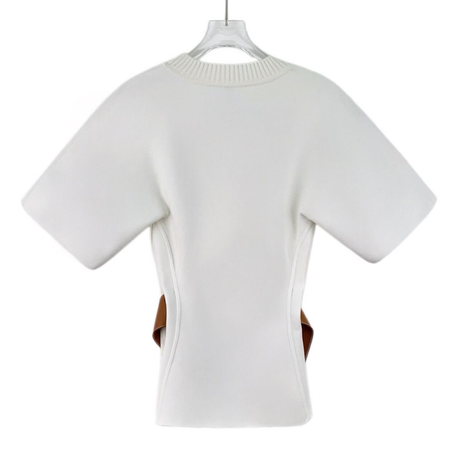 Hermes Hermes Belted Ribbed Knit Top White 38 Size S / US 4 / IT 40 - 3 Thumbnail