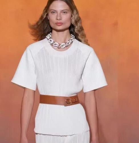 Hermes Hermes Belted Ribbed Knit Top White 38 Size S / US 4 / IT 40 - 10 Thumbnail