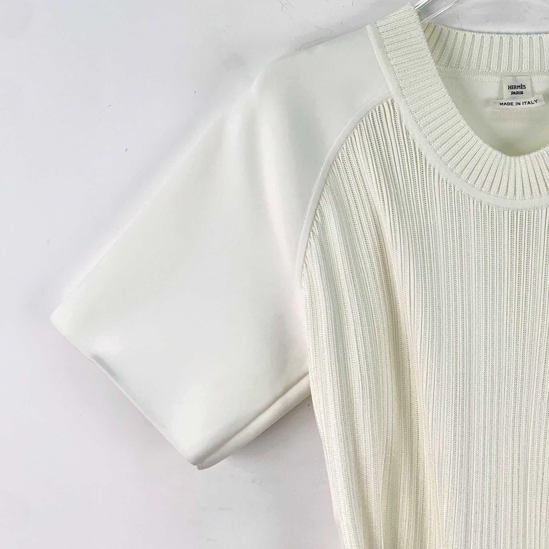 Hermes Hermes Belted Ribbed Knit Top White 38 Size S / US 4 / IT 40 - 4 Thumbnail