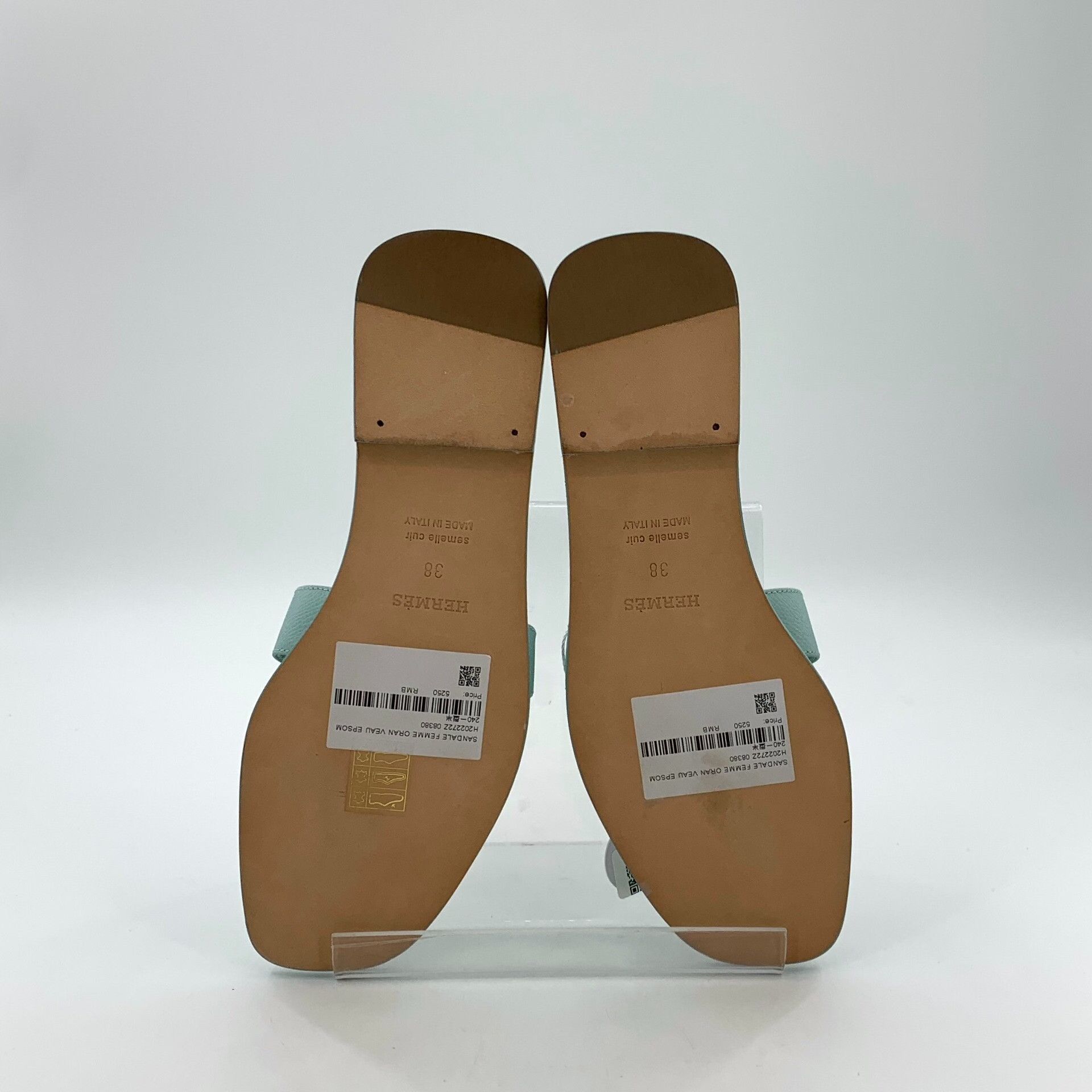 Hermes Hermes Seafoam Green Oran Sandals 38 Size US 8 / IT 38 - 6 Thumbnail