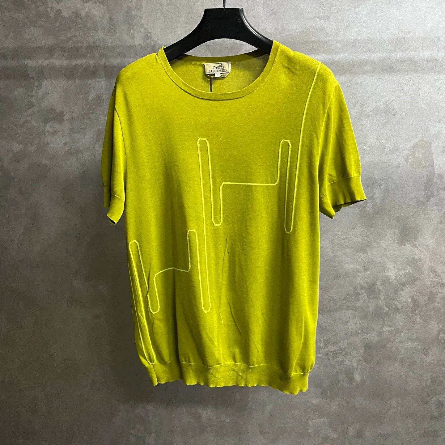Hermes Hermes Apple Green Geometric Knit T-Shirt Size L Size US L / EU 52-54 / 3 - 2 Thumbnail