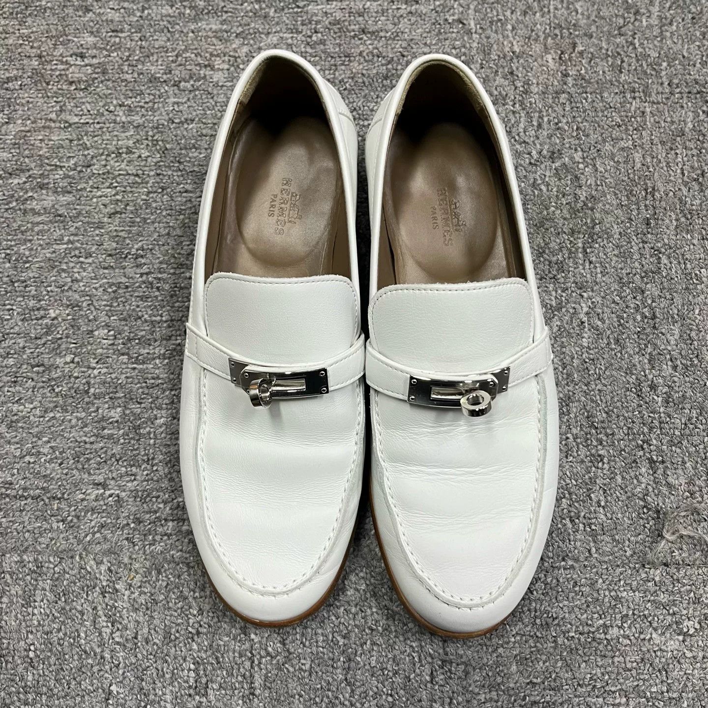 Hermes Hermes White Leather Kelly Loafers 37 Size US 7 / IT 37 - 3 Thumbnail