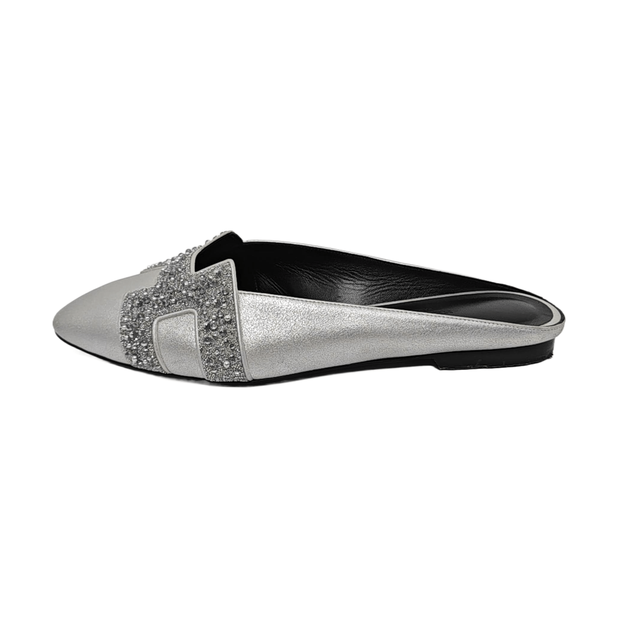Hermes HERMÈS Embellished Silver Leather Mules 39 Size US 9 / IT 39 - 2 Thumbnail