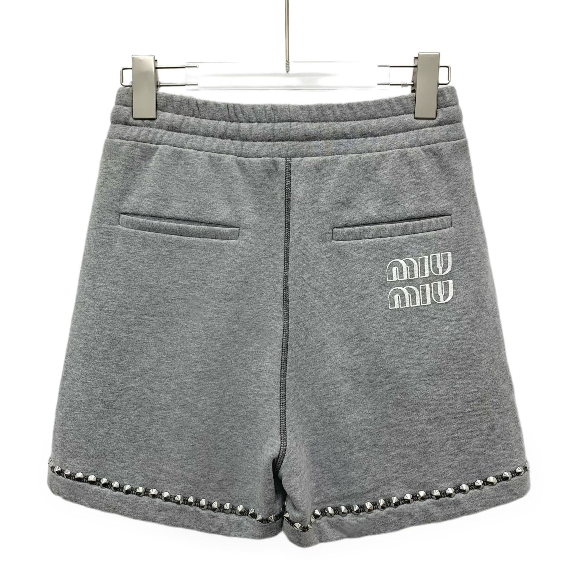Miu Miu Miu Miu Studded Logo Sweat Shorts IT 36 Size 25" / US 0 / IT 36 - 3 Thumbnail