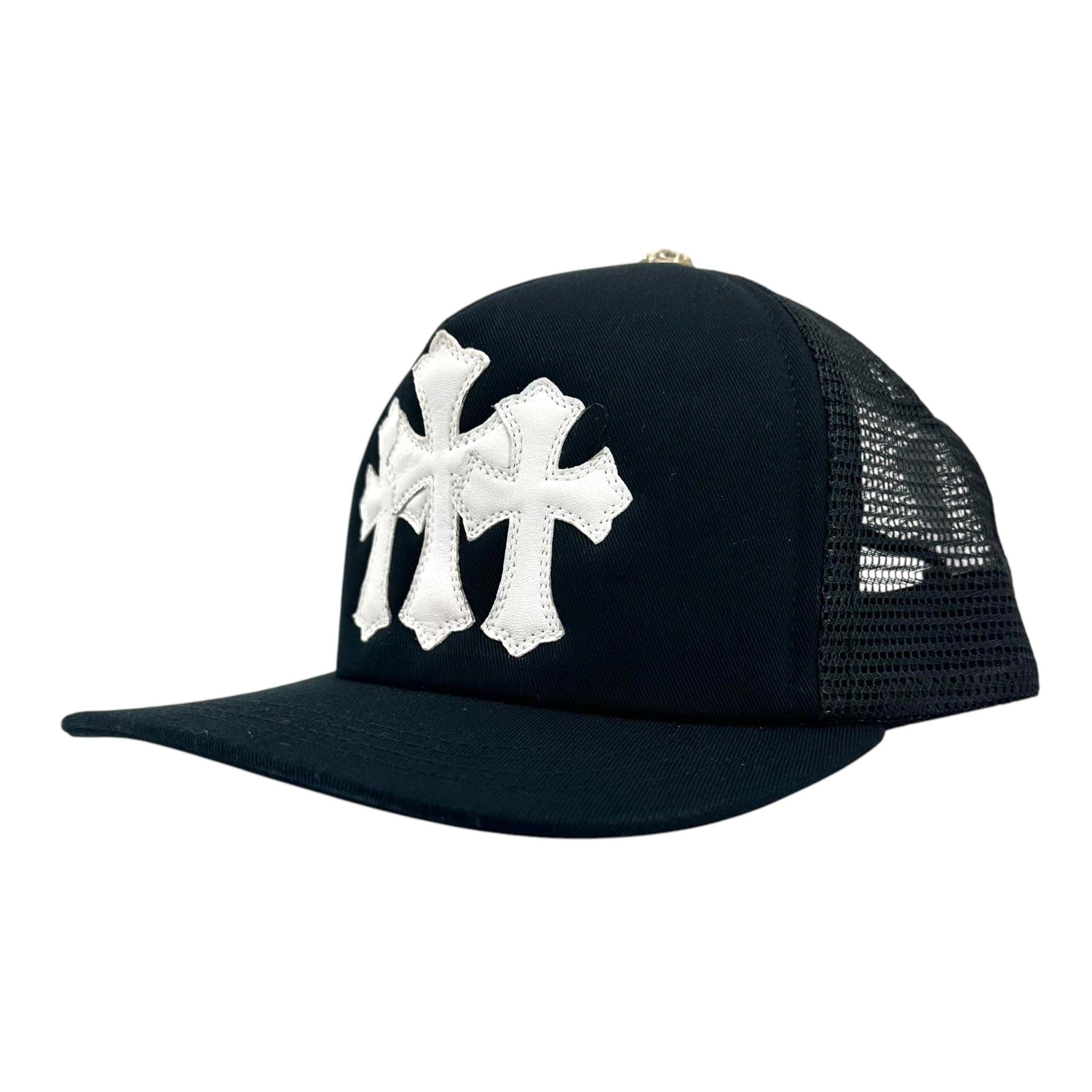 Chrome Hearts Cemetery Leather Cross Patch Trucker Hat Black White Size ONE SIZE - 5 Thumbnail