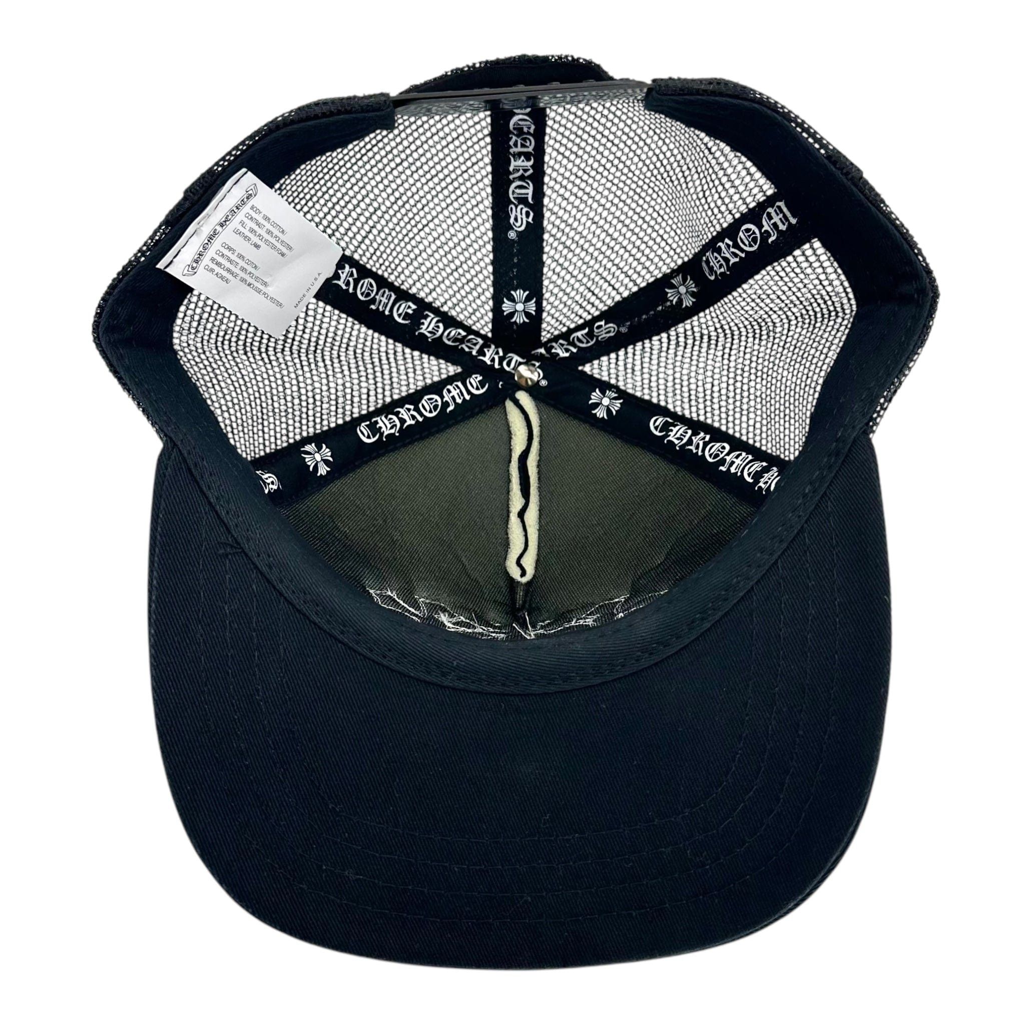 Chrome Hearts Cemetery Leather Cross Patch Trucker Hat Black White Size ONE SIZE - 8 Thumbnail