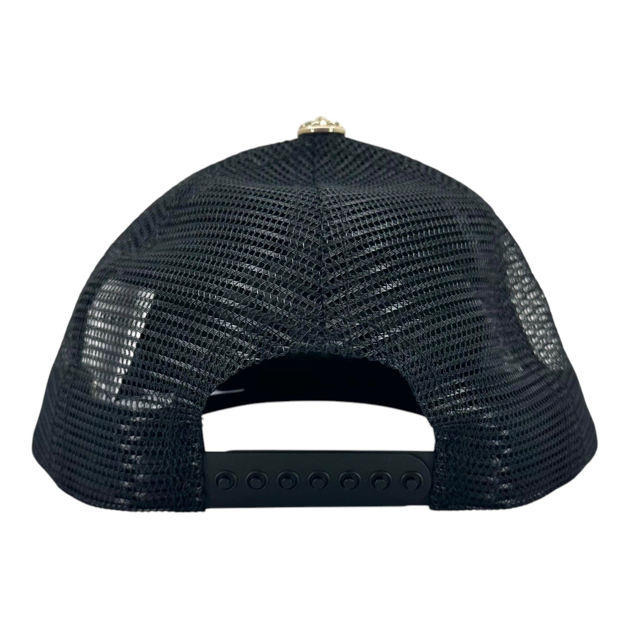 Chrome Hearts Cemetery Leather Cross Patch Trucker Hat Black White Size ONE SIZE - 6 Thumbnail