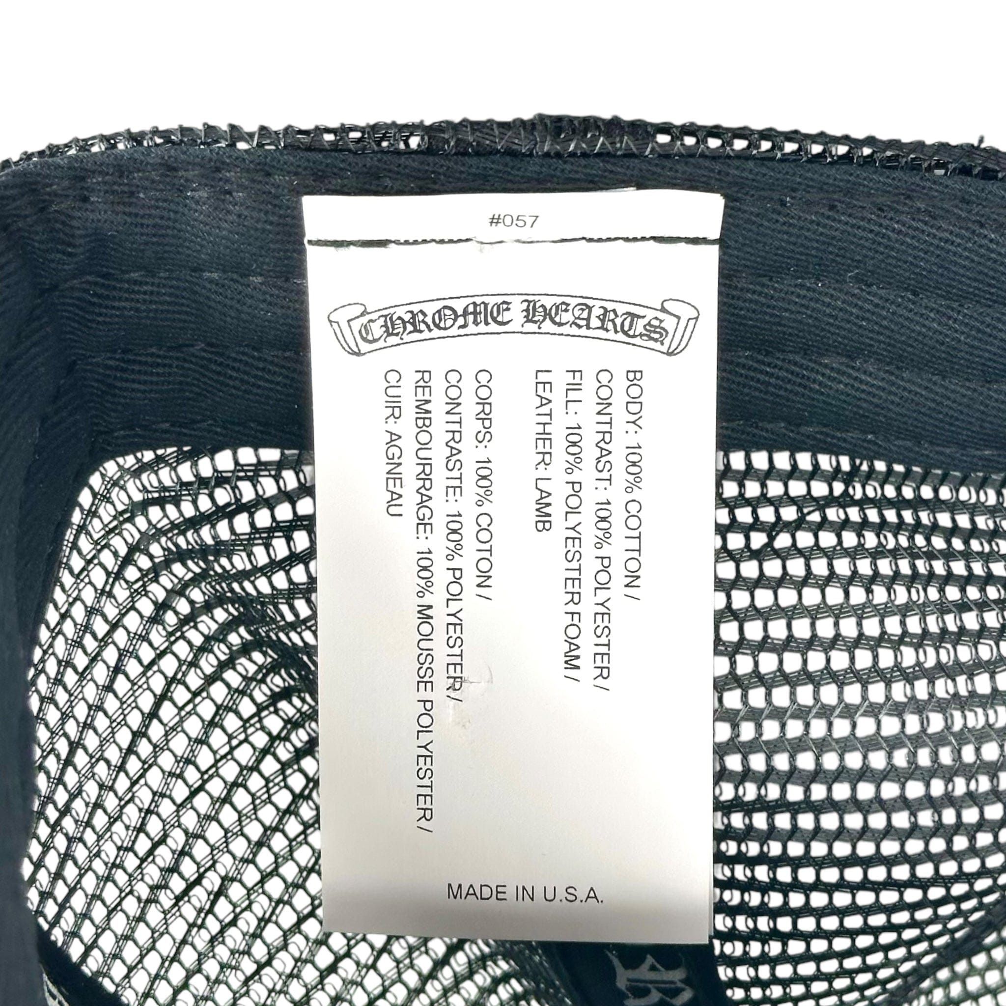 Chrome Hearts Cemetery Leather Cross Patch Trucker Hat Black White Size ONE SIZE - 10 Thumbnail