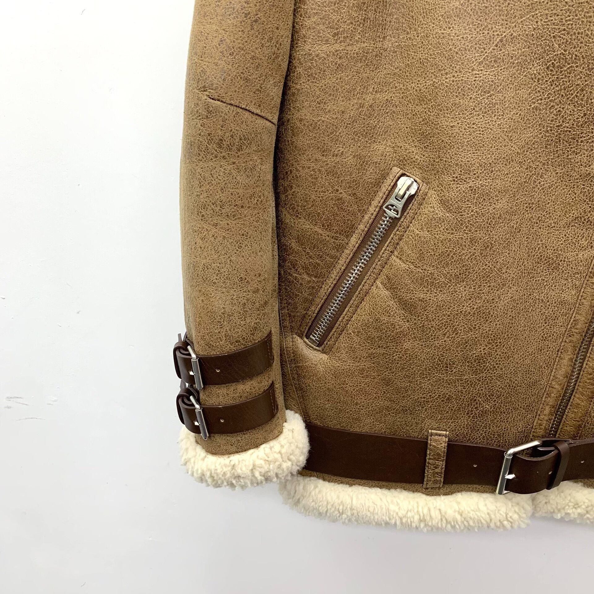 Acne Studios Acne Studios Brown Lamb Shearling Velocite Jacket 32 Size XXS / US 00 / IT 34 - 5 Thumbnail
