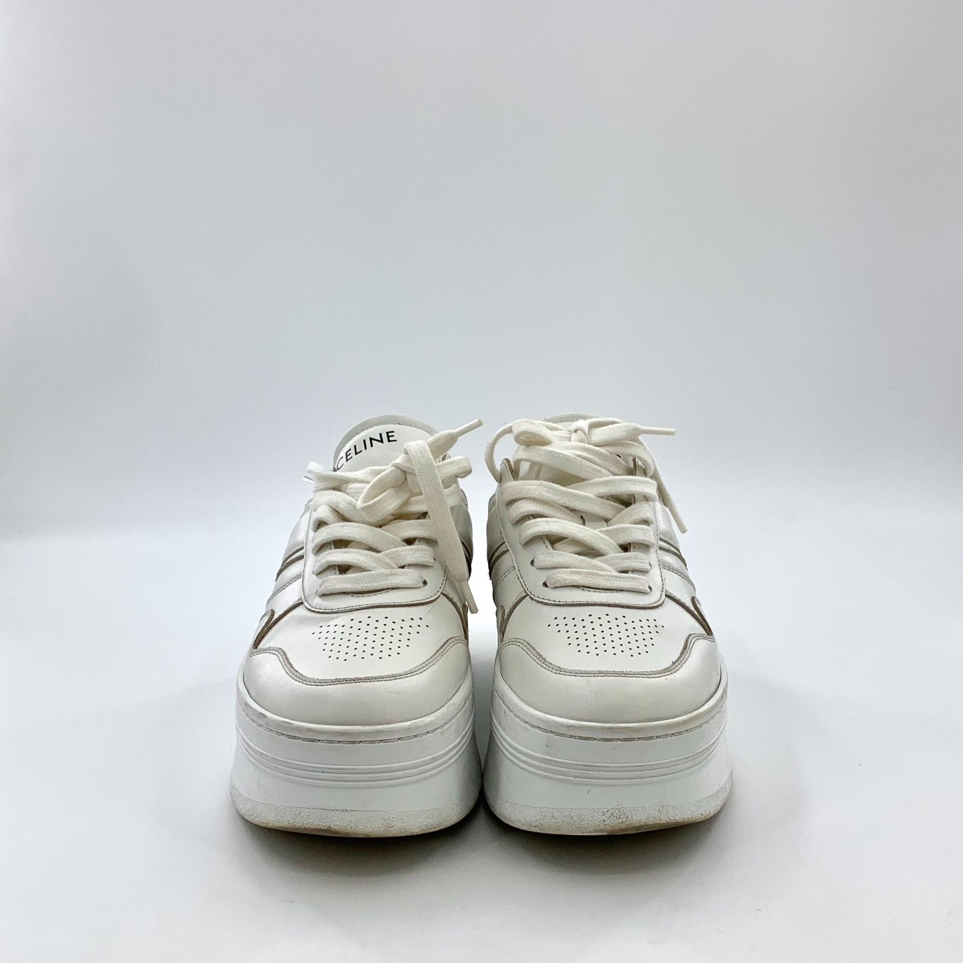 Celine Celine Block White Leather Platform Sneakers 34 Size US 4 / IT 34 - 5 Thumbnail