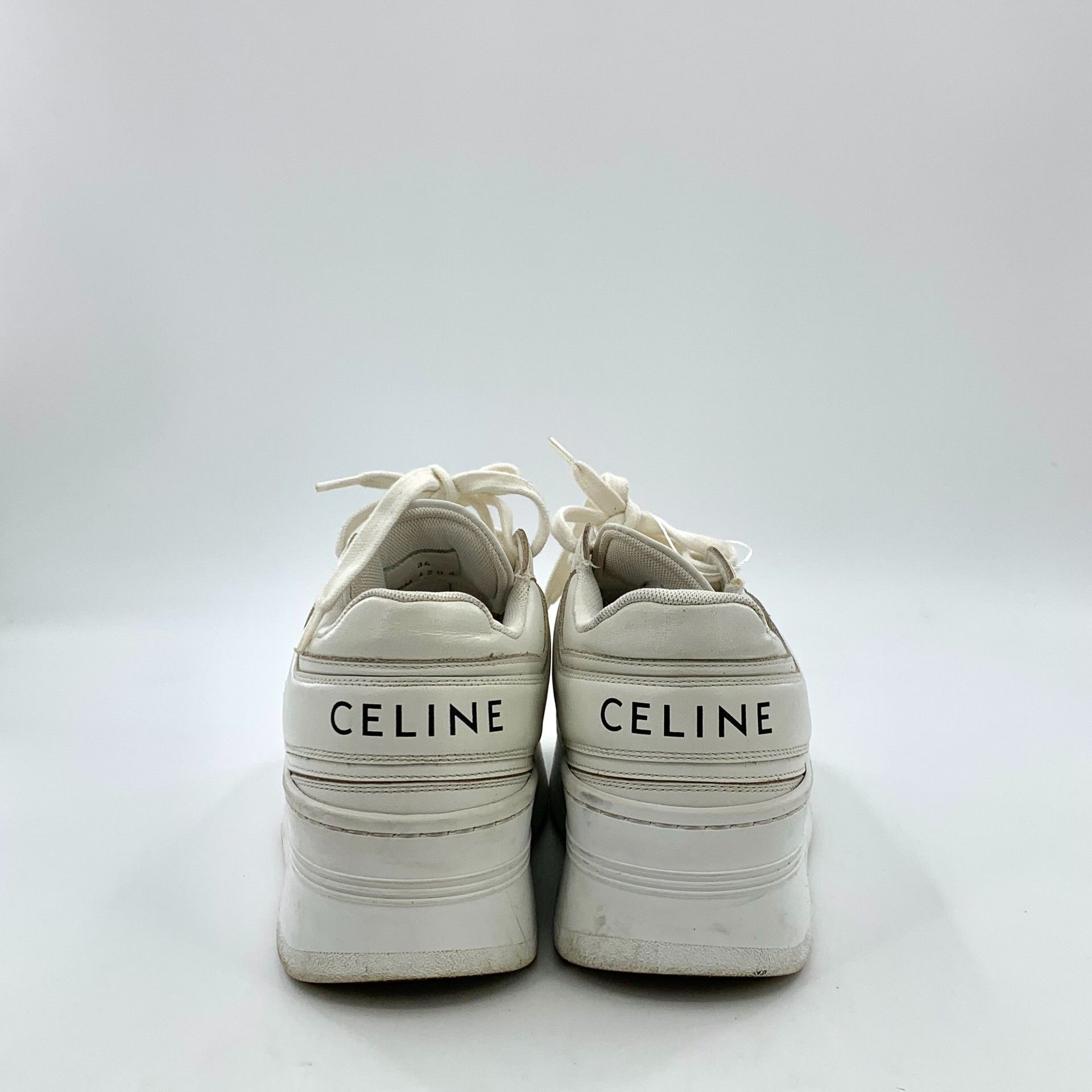 Celine Celine Block White Leather Platform Sneakers 34 Size US 4 / IT 34 - 4 Thumbnail