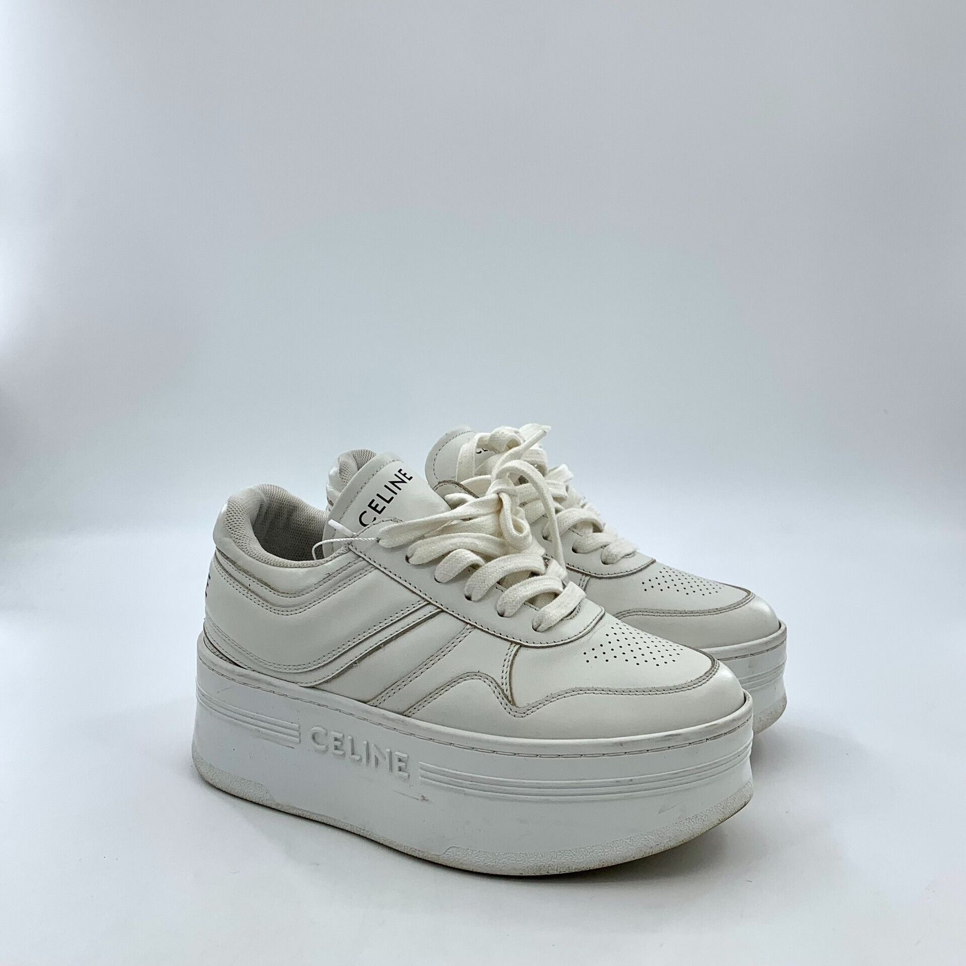Celine Celine Block White Leather Platform Sneakers 34 Size US 4 / IT 34 - 3 Thumbnail