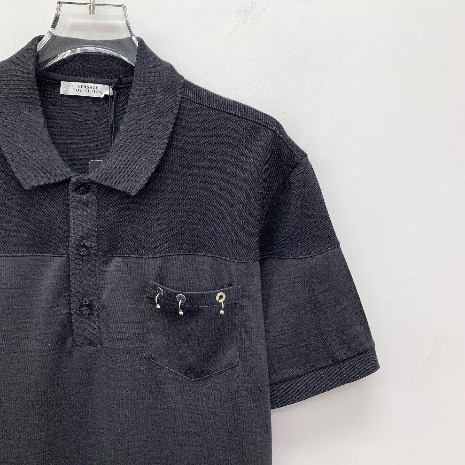 Versace Versace Collection Black Ring Detail Polo Shirt Size M Size US M / EU 48-50 / 2 - 4 Thumbnail