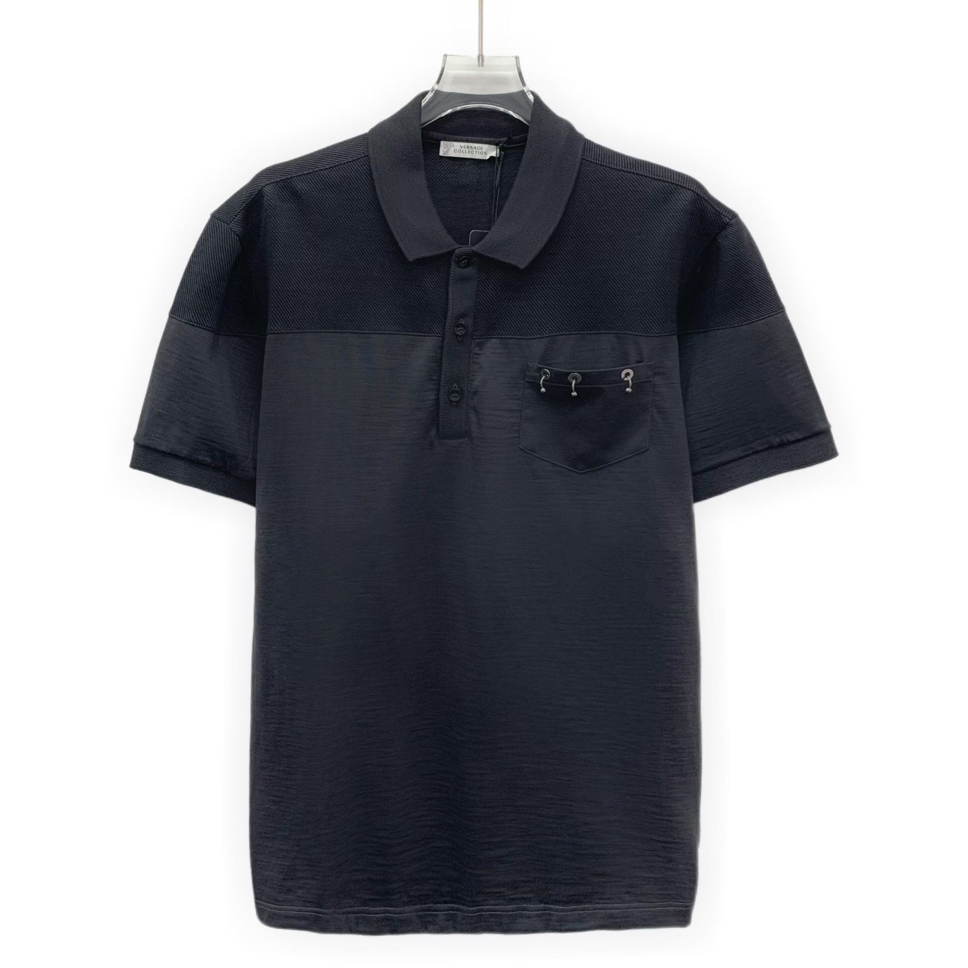 Versace Versace Collection Black Ring Detail Polo Shirt Size M Size US M / EU 48-50 / 2 - 2 Thumbnail