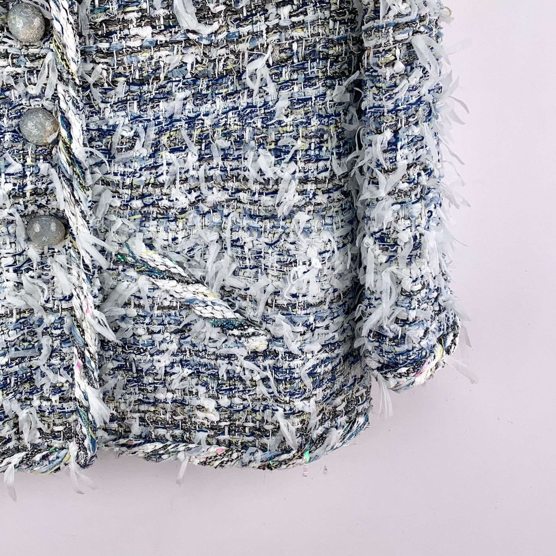 Chanel Chanel Blue Fringe Tweed Jacket Size 38 Size S / US 4 / IT 40 - 5 Thumbnail