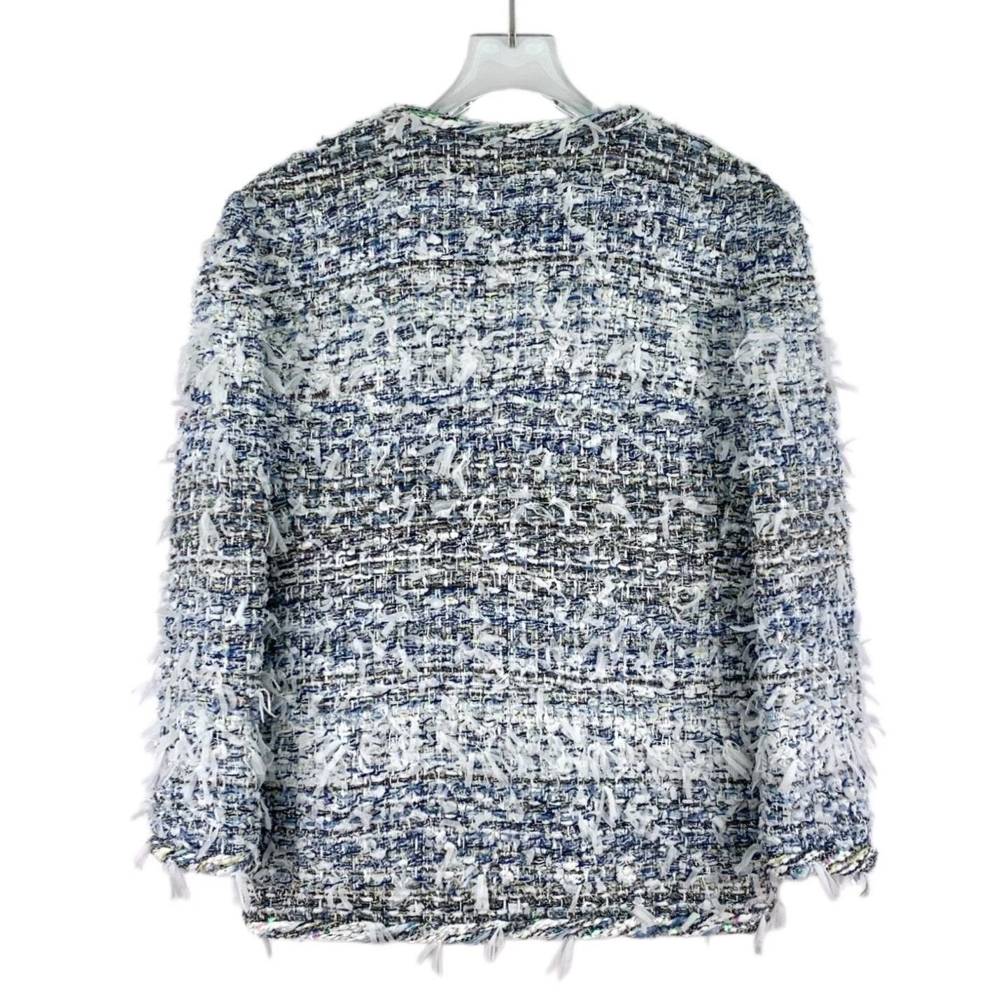 Chanel Chanel Blue Fringe Tweed Jacket Size 38 Size S / US 4 / IT 40 - 3 Thumbnail