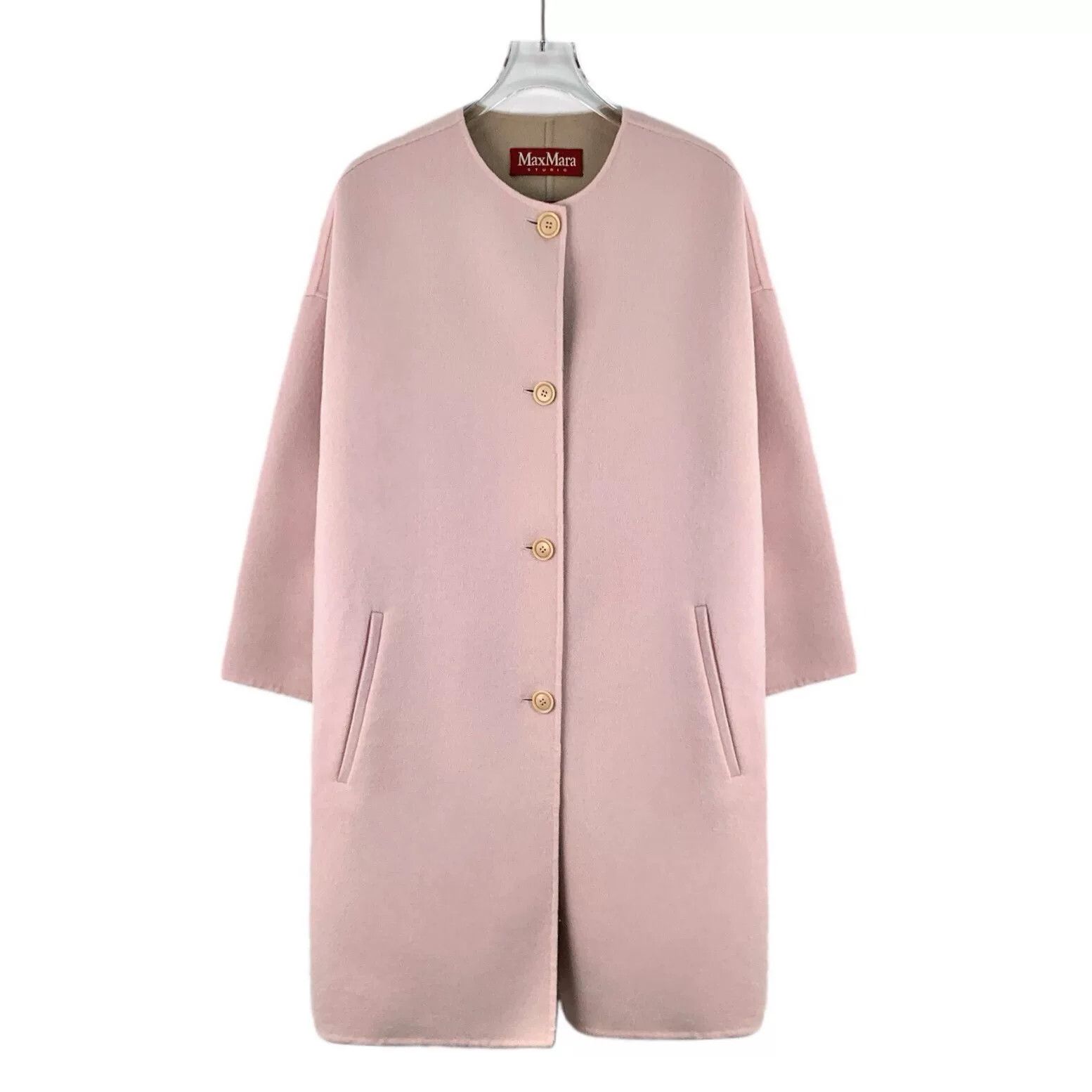 Max Mara MaxMara Pink Virgin Wool Single Breasted Coat IT 38 Size XS / US 0-2 / IT 36-38 - 2 Thumbnail