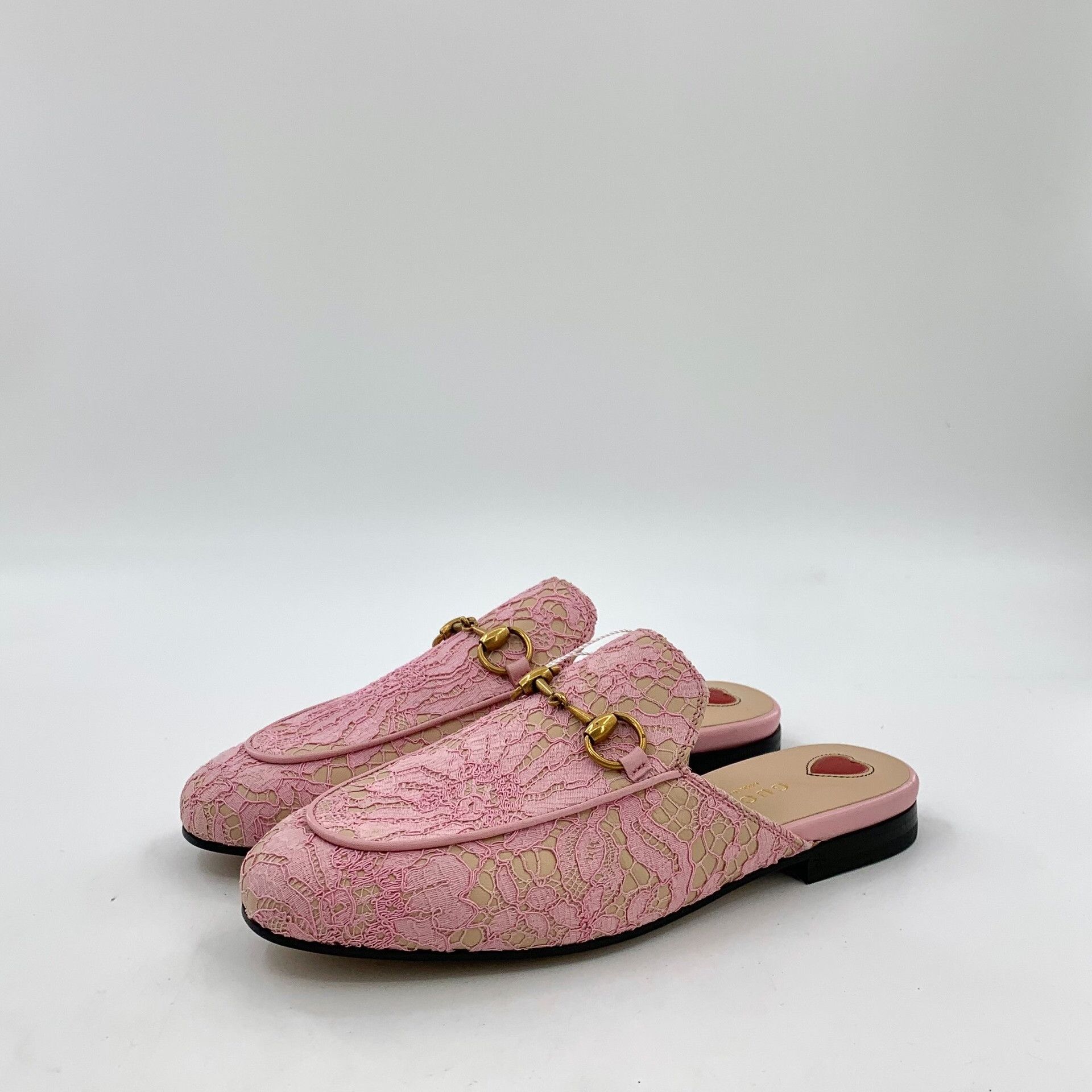 Gucci Gucci Pink Floral Lace Horsebit Mules 35 Size US 5 / IT 35 - 2 Thumbnail