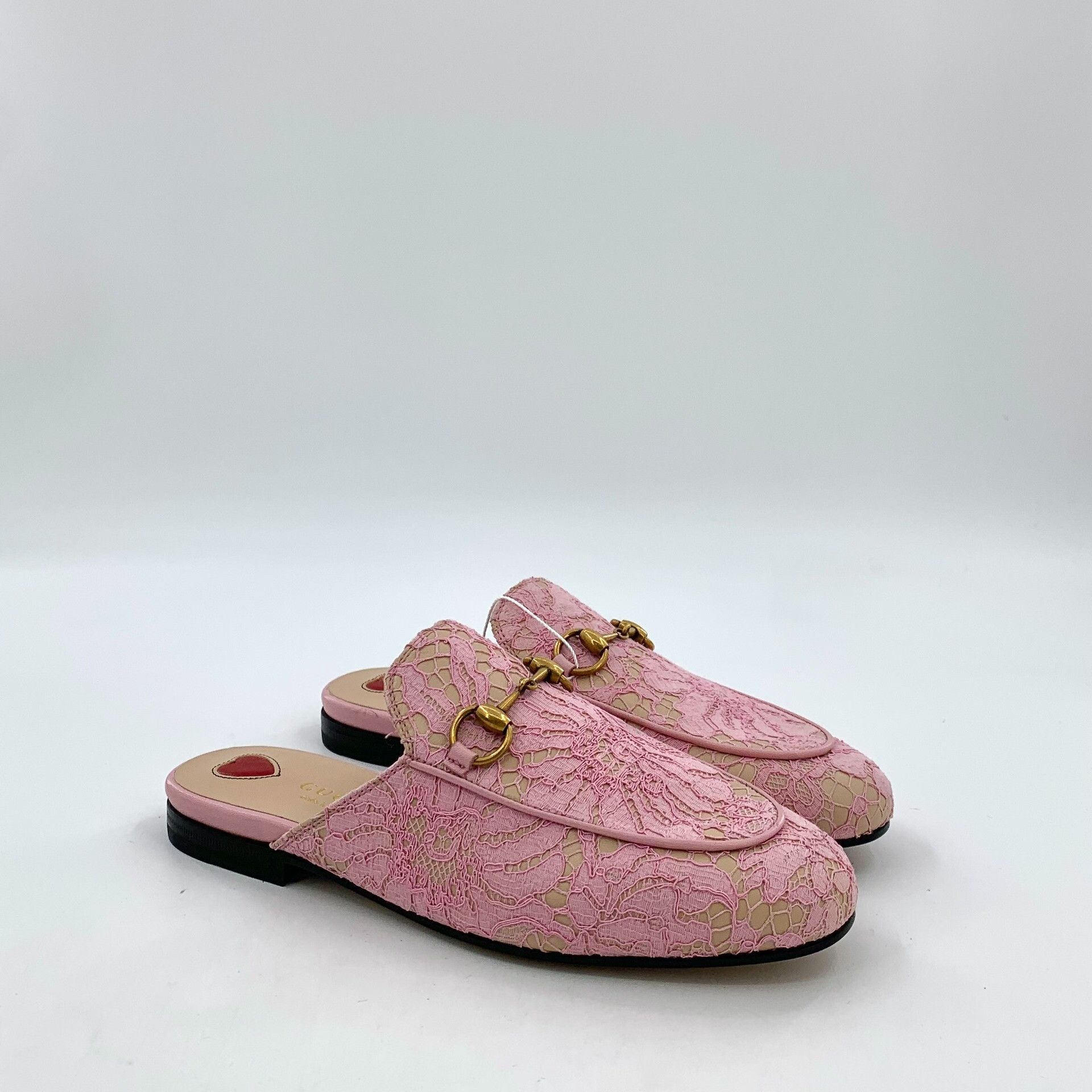 Gucci Gucci Pink Floral Lace Horsebit Mules 35 Size US 5 / IT 35 - 3 Thumbnail