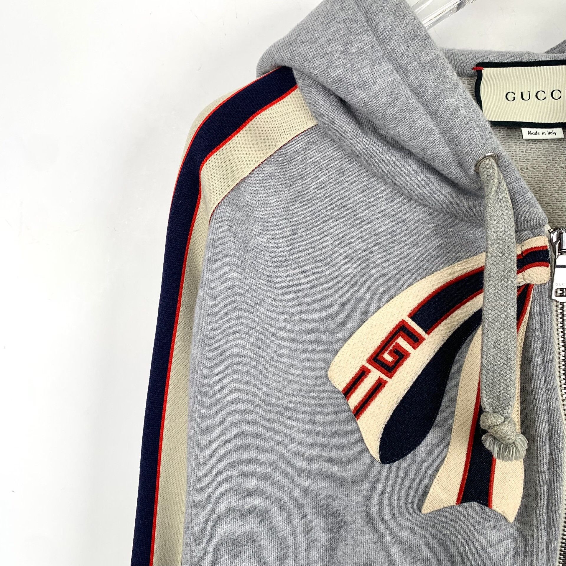 Gucci Gucci Bow Logo Zip-Up Hoodie Gray M Size US M / EU 48-50 / 2 - 4 Thumbnail