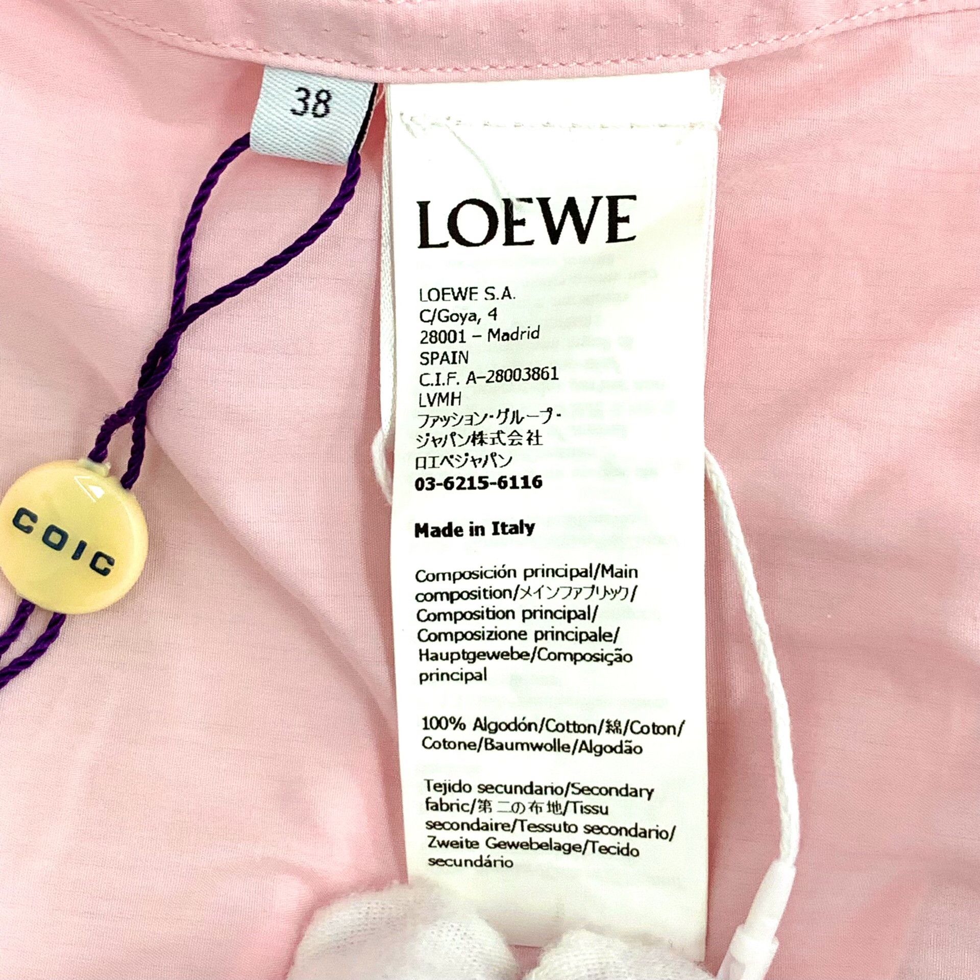 Loewe Loewe Pink Contrast Collar Embroidered Shirt 38 Size S / US 4 / IT 40 - 8 Thumbnail