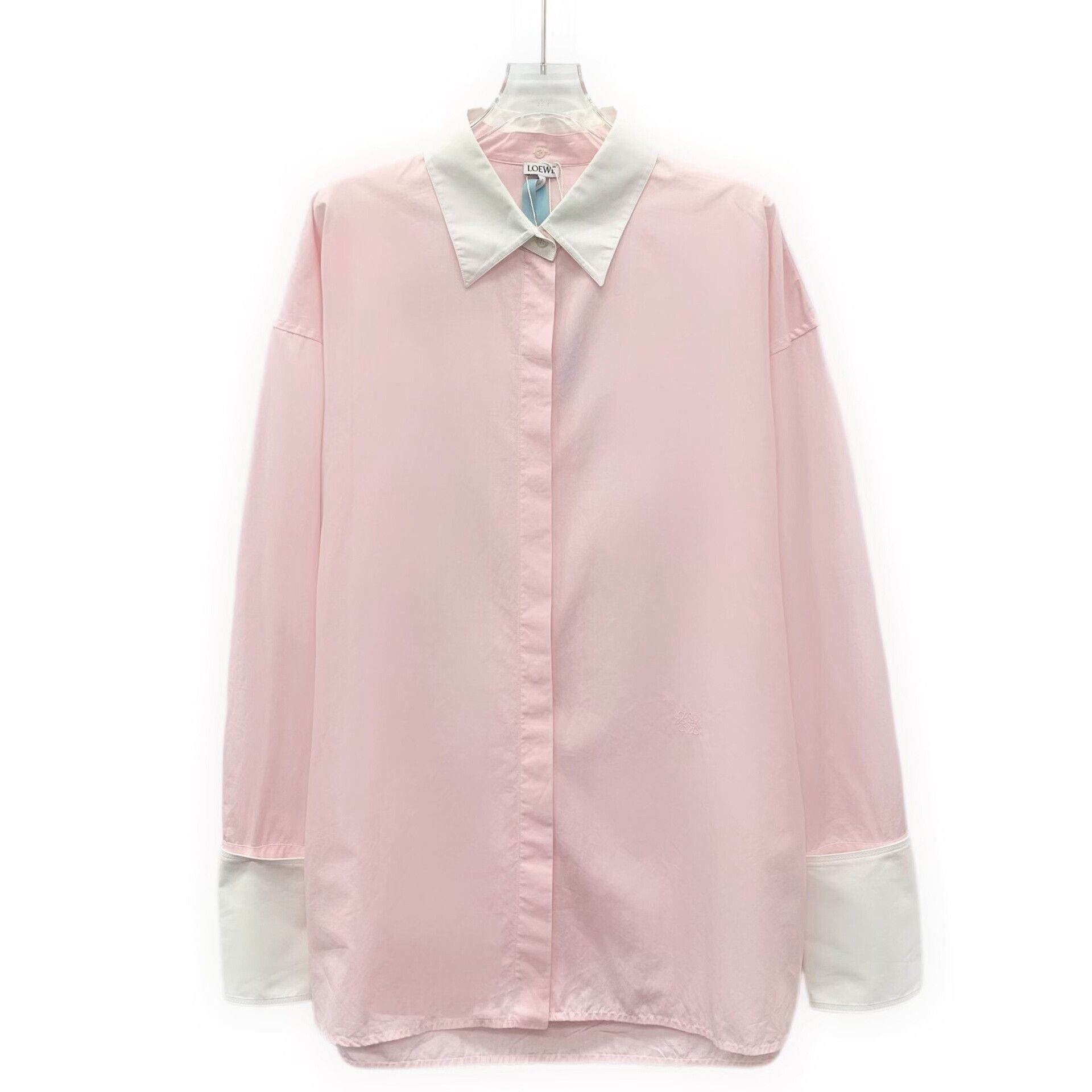 Loewe Loewe Pink Contrast Collar Embroidered Shirt 38 Size S / US 4 / IT 40 - 2 Thumbnail