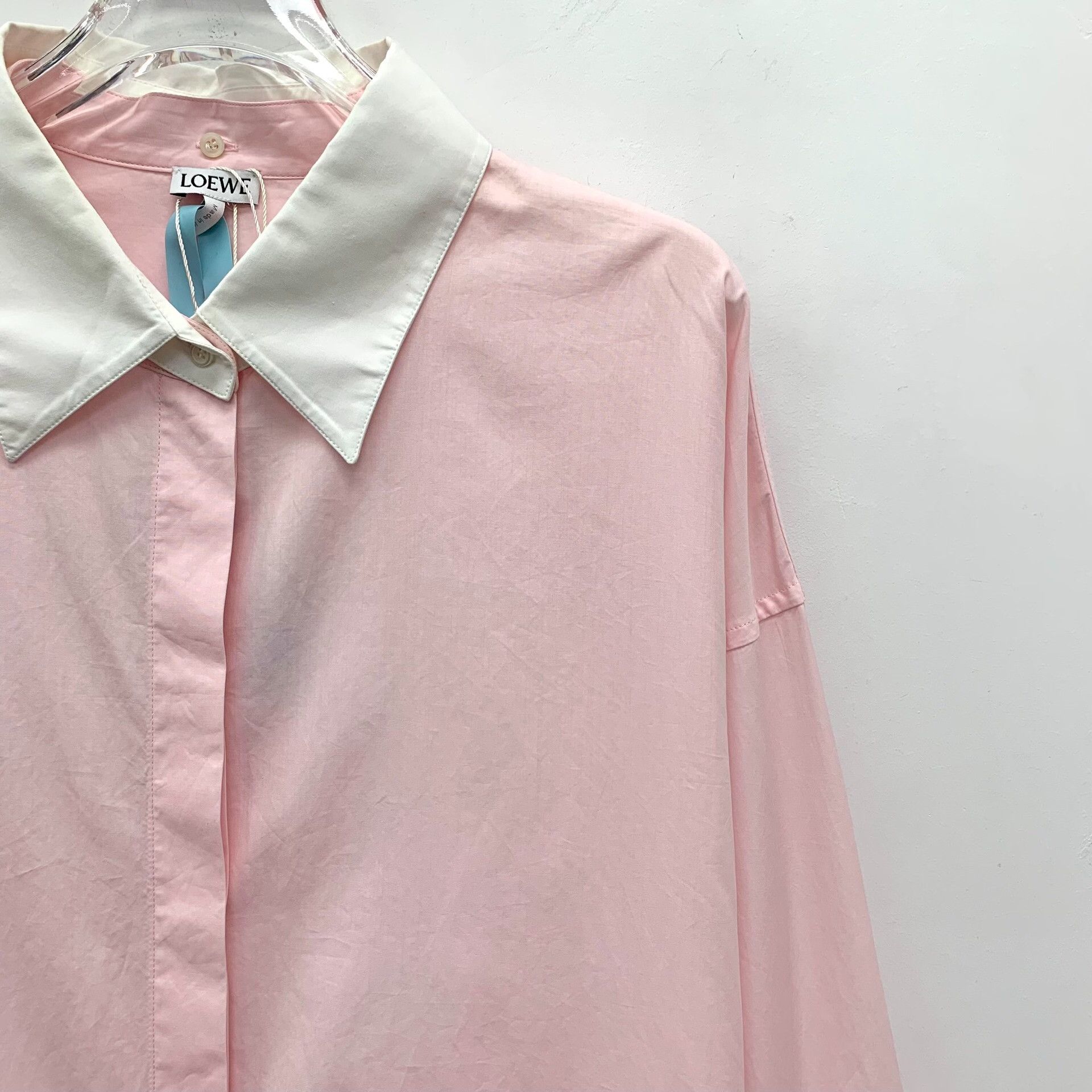Loewe Loewe Pink Contrast Collar Embroidered Shirt 38 Size S / US 4 / IT 40 - 4 Thumbnail