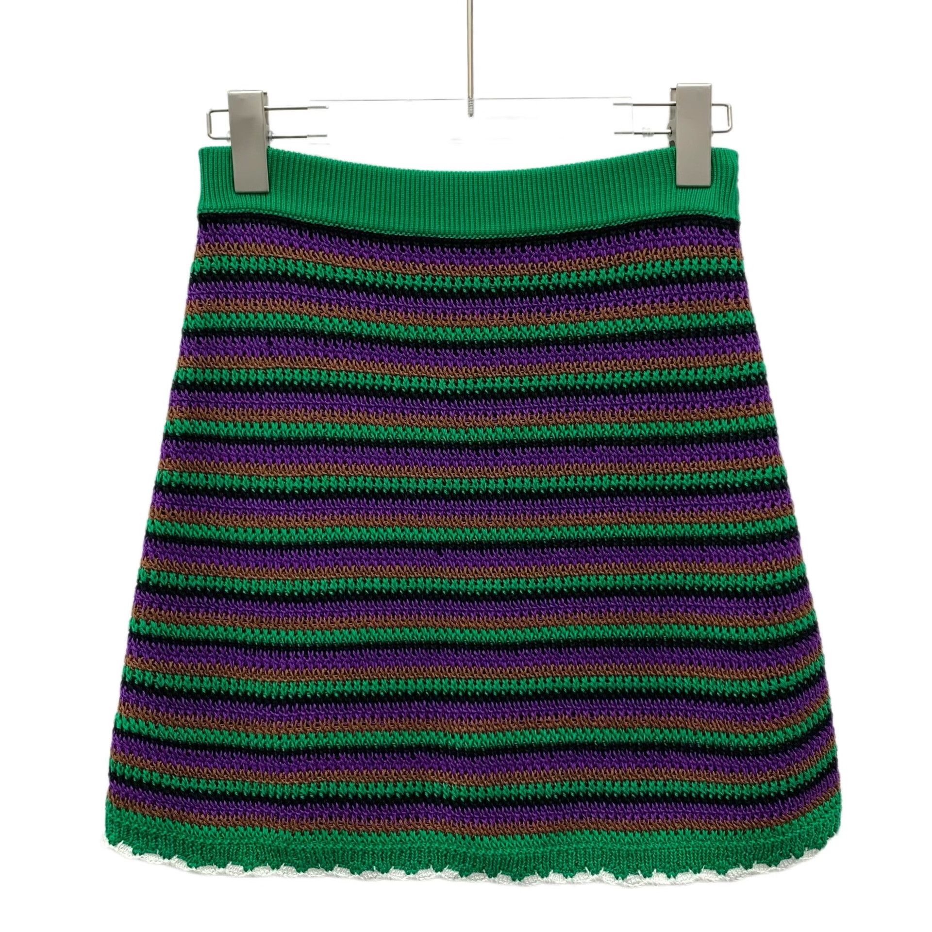 Miu Miu Miu Miu Striped Cotton Knit Mini Skirt IT 38 Size 26" / US 2 / IT 38 - 2 Thumbnail