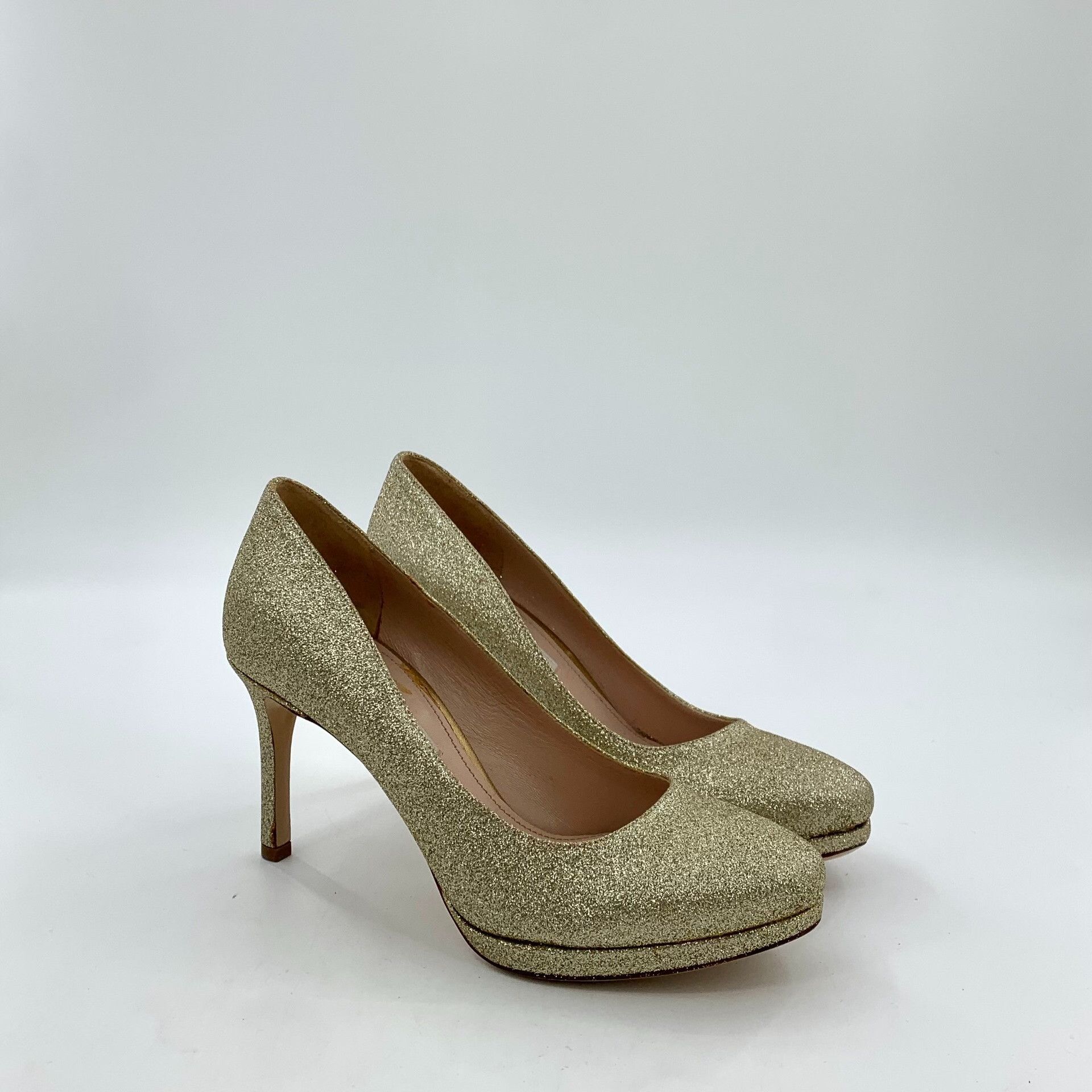 Miu Miu Miu Miu Champagne Glitter Stiletto Heels Size 36 Size US 6 / IT 36 - 3 Thumbnail