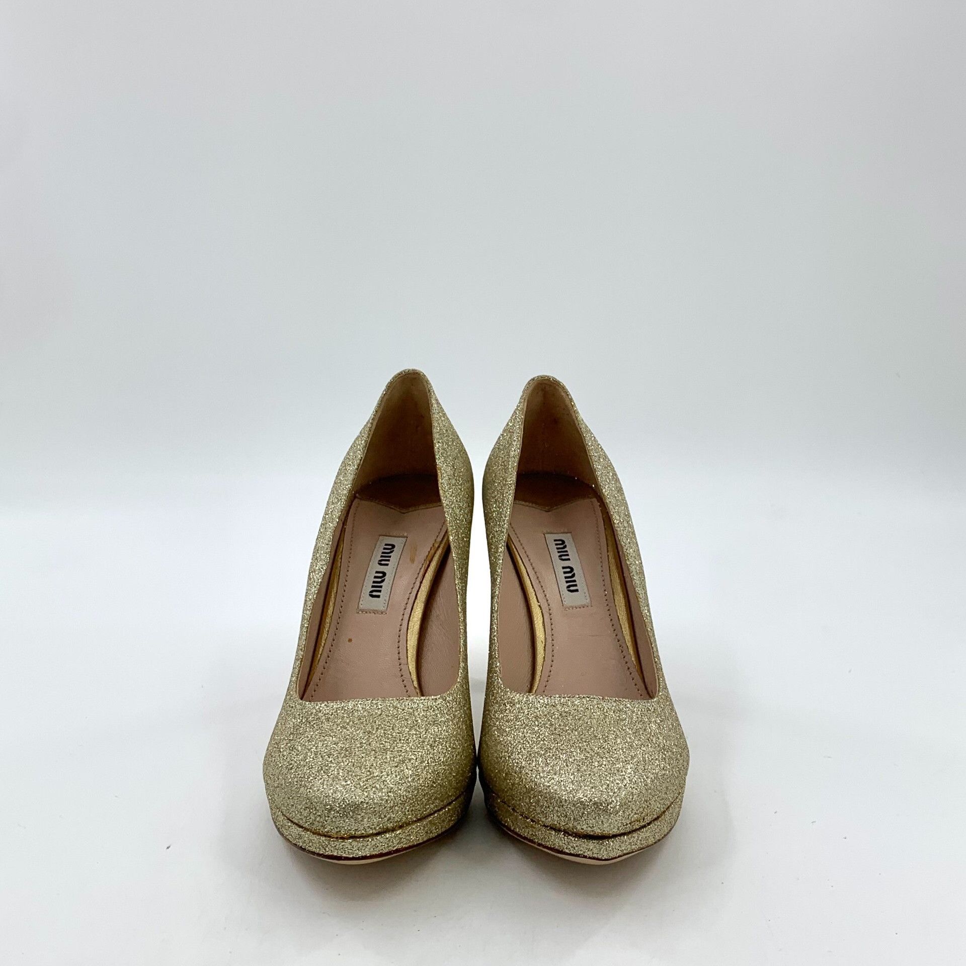 Miu Miu Miu Miu Champagne Glitter Stiletto Heels Size 36 Size US 6 / IT 36 - 4 Thumbnail
