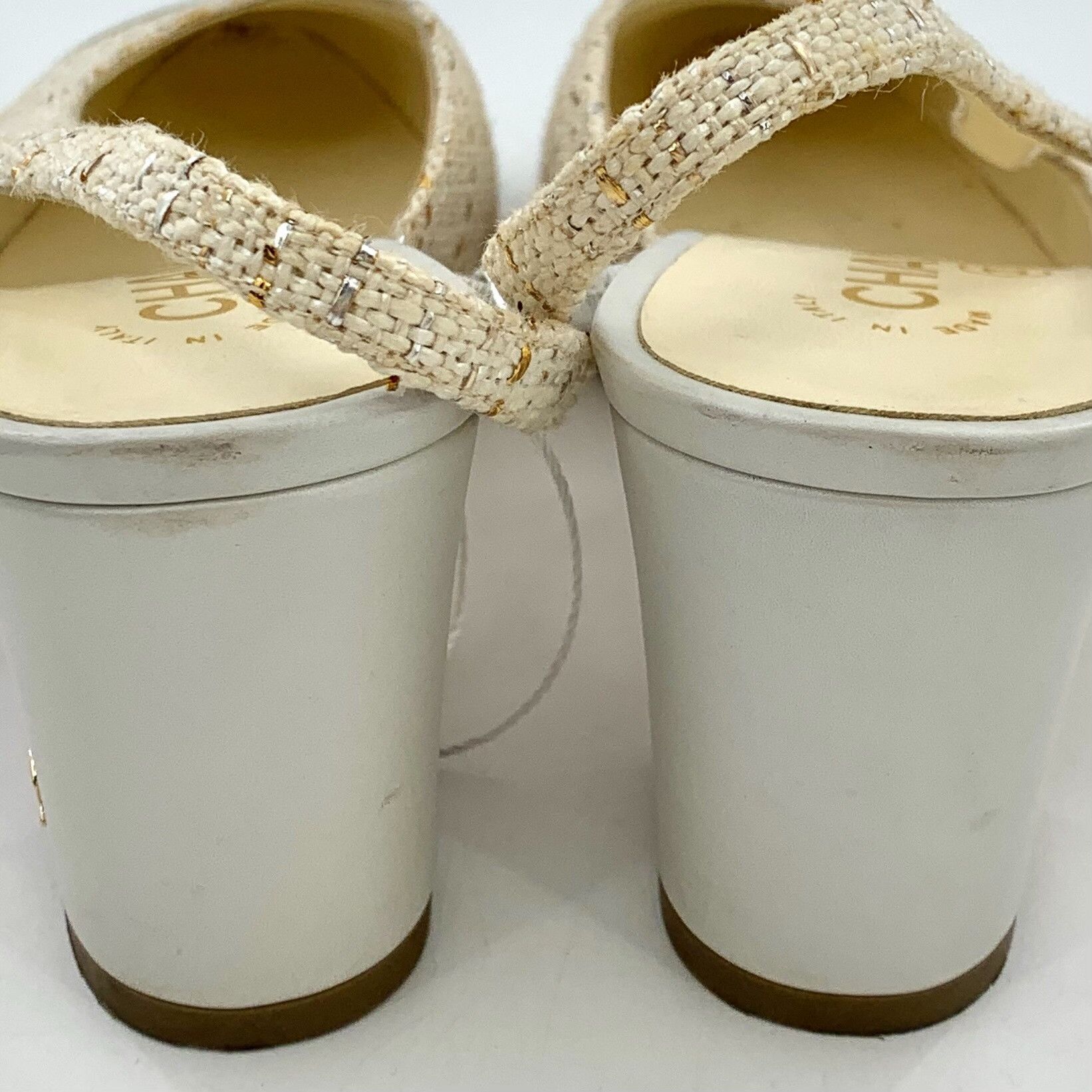 Chanel Chanel Tweed Leather Cap Toe Slingback Sandals 37.5 Size US 7.5 / IT 37.5 - 9 Thumbnail