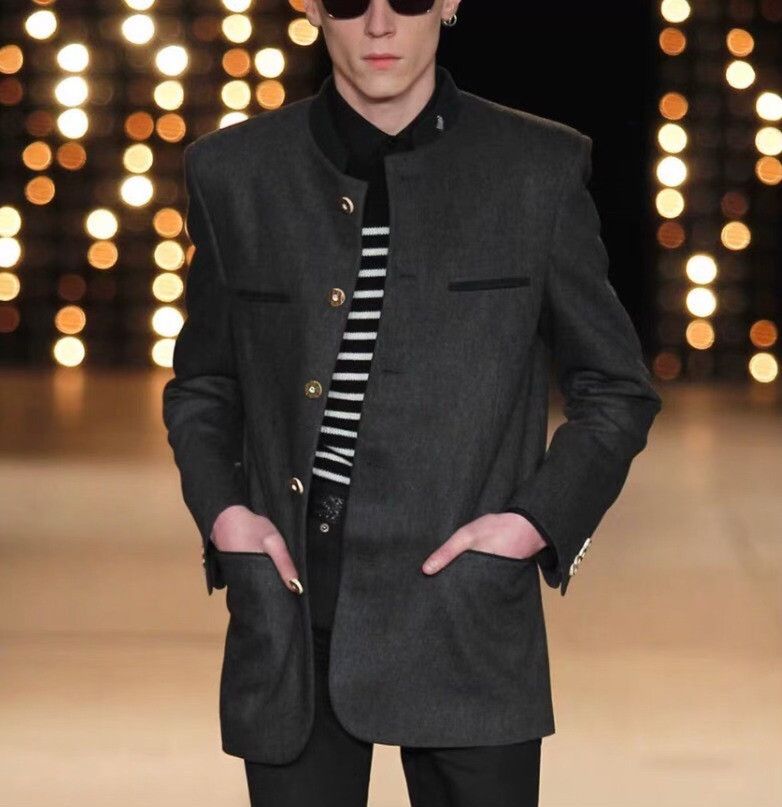 Saint Laurent Paris Saint Laurent Wool Stand Collar Jacket 44 Size US S / EU 44-46 / 1 - 9 Thumbnail