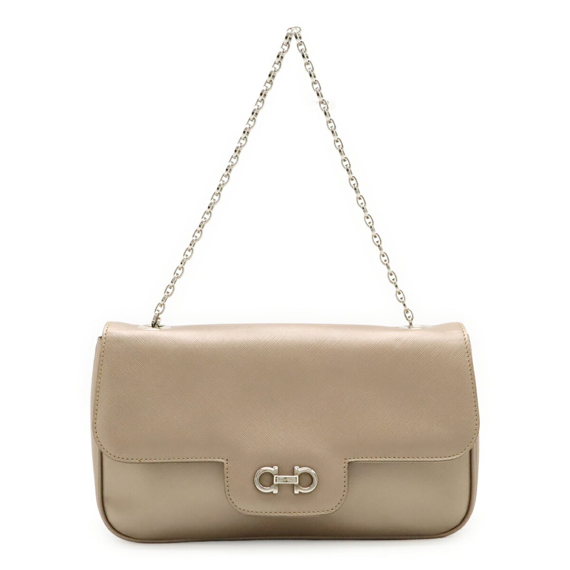 Salvatore Ferragamo Salvatore Ferragamo Double Gancini Handbag Chain Bag Metallic Leather Champagne Pink AU-21 B723 Size ONE SIZE - 2 Thumbnail