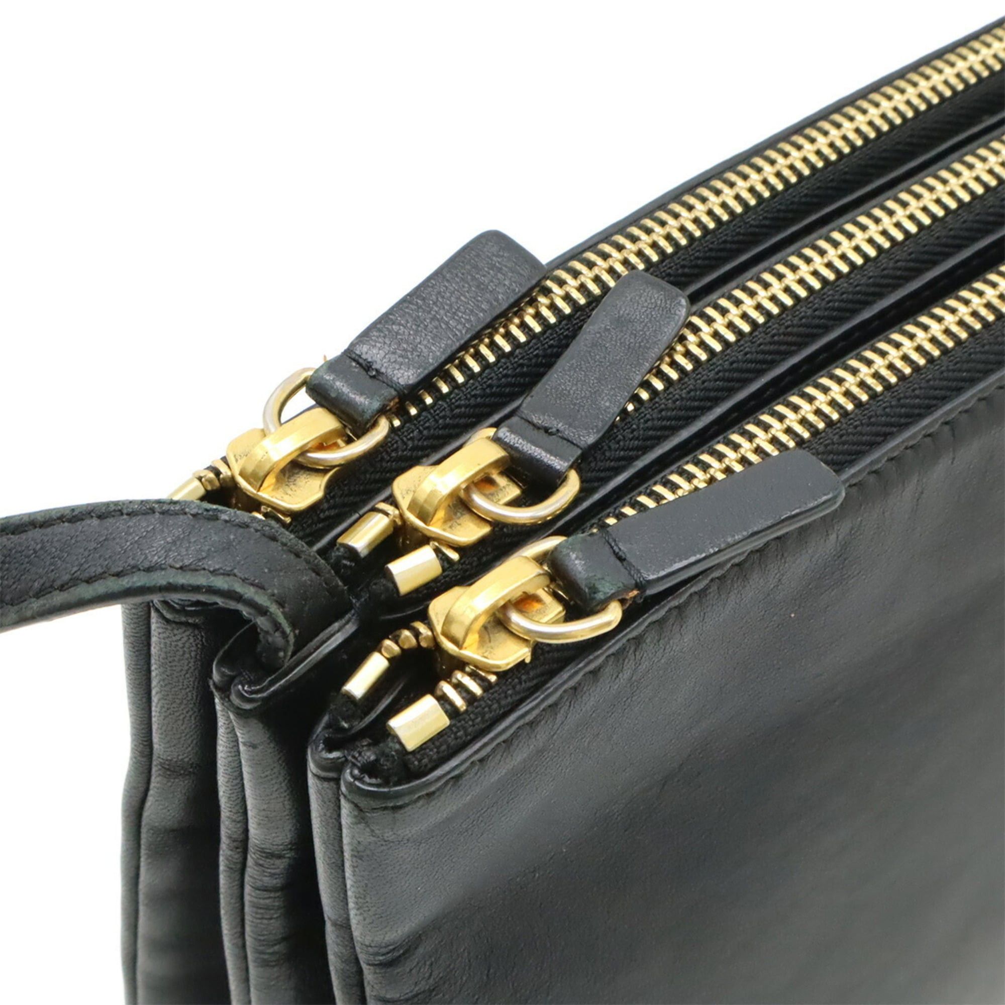 Celine CELINE Trio Large Shoulder Bag, Pouch, Handbag, Leather, Black, 171453 Size ONE SIZE - 6 Thumbnail