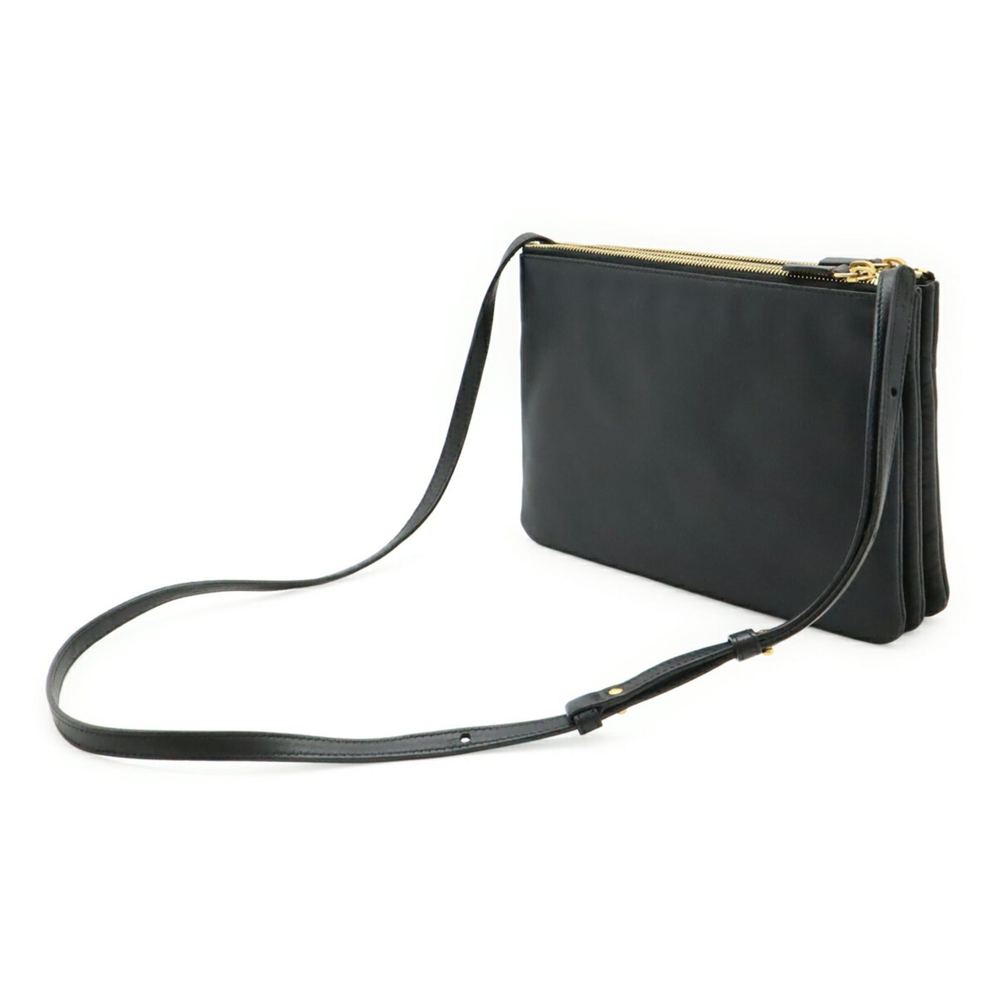 Celine CELINE Trio Large Shoulder Bag, Pouch, Handbag, Leather, Black, 171453 Size ONE SIZE - 3 Thumbnail